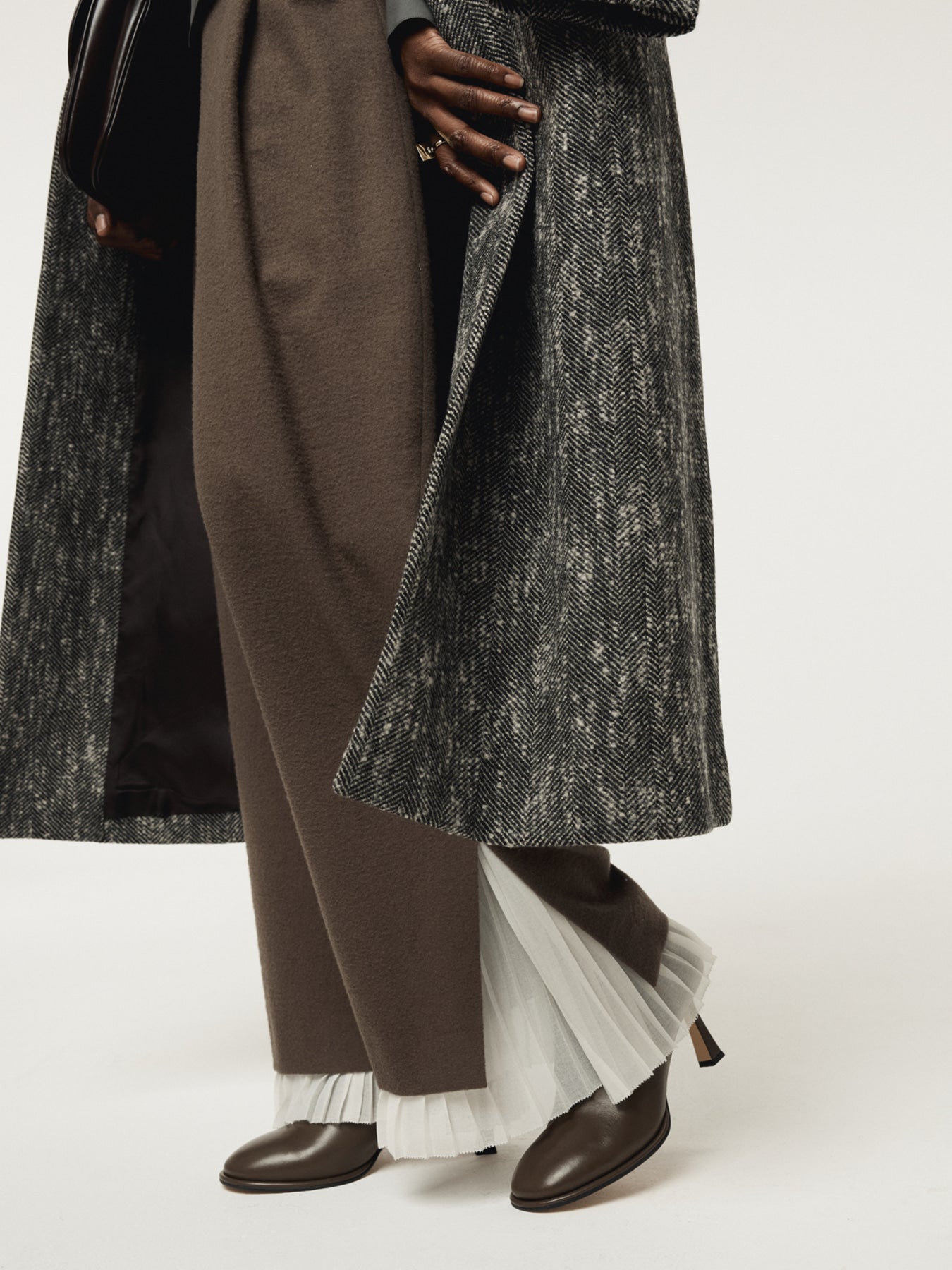 Recto - Pleats Layered Wool Pants (Greyish Khaki) product image 8 | TRAB K-Fashion Australia