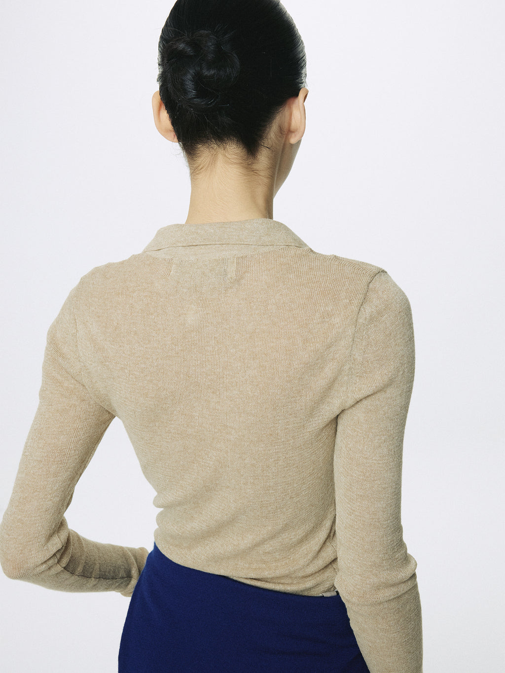 Tonywack - Glitter Ribbed Knit Polo Shirt (Greenish Beige) product image 10 | TRAB K-Fashion Australia