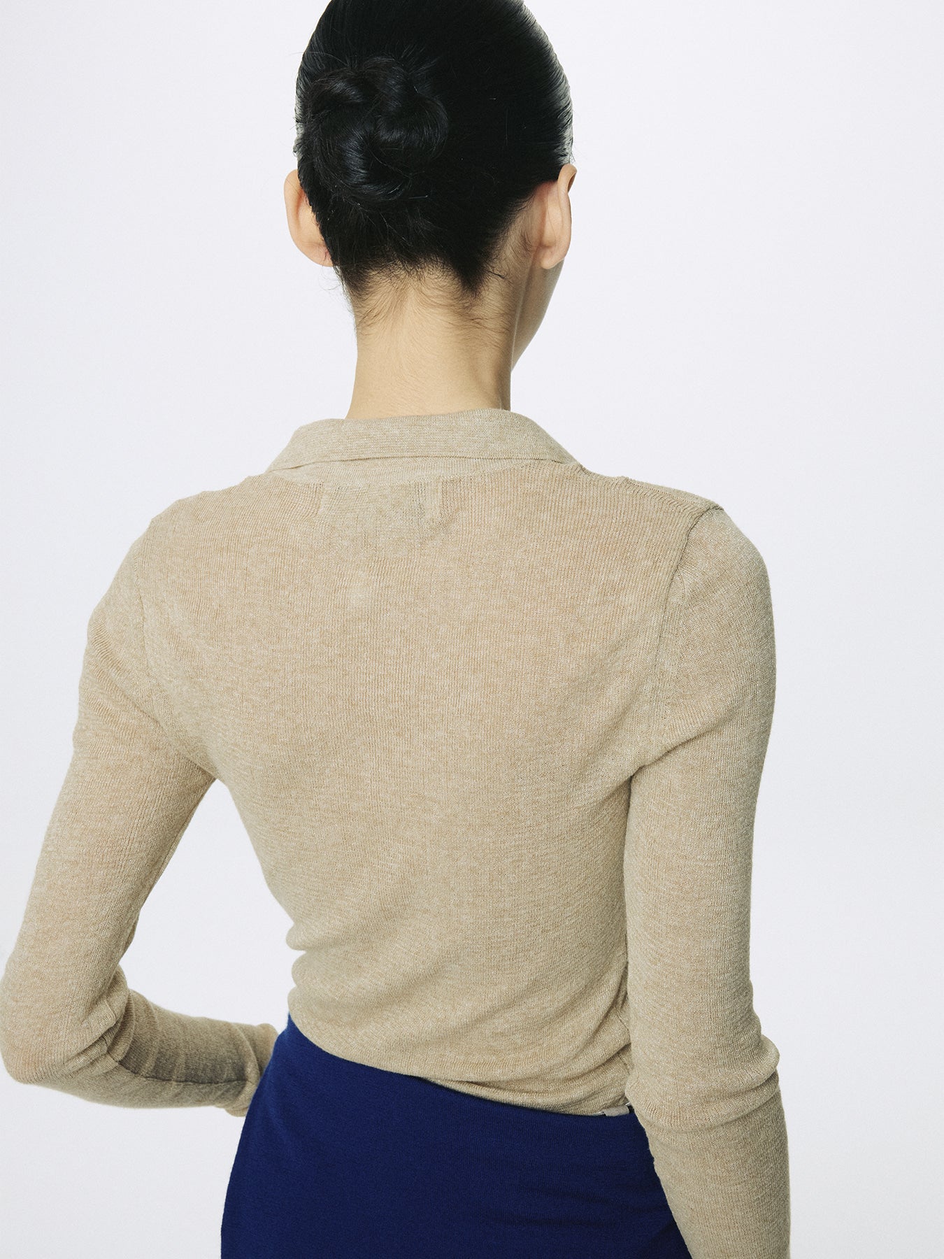 Tonywack - Glitter Ribbed Knit Polo Shirt (Greenish Beige) product image 10 | TRAB K-Fashion Australia