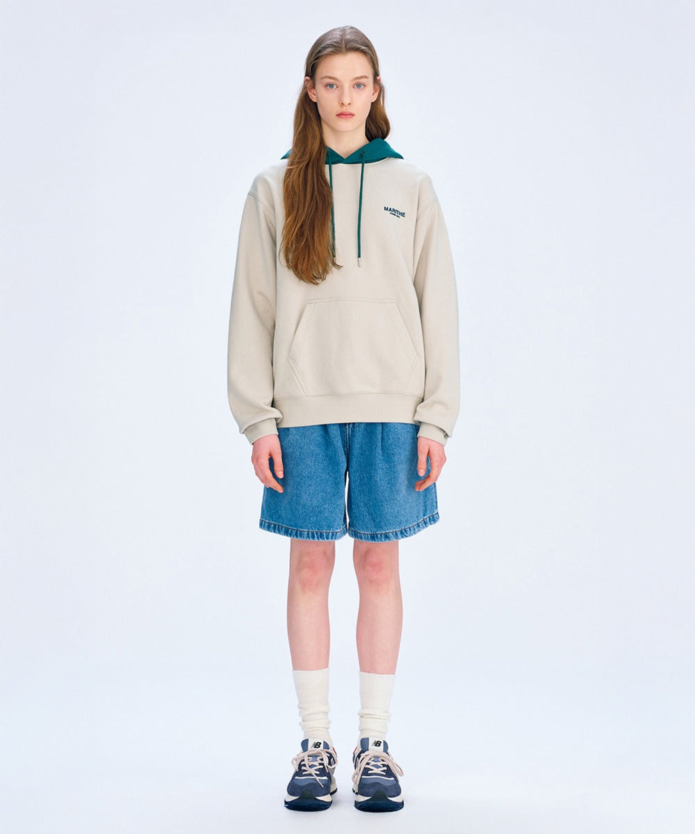 Marithe & Francois Girbaud - Regular Logo Color Block Hoodie (Beige) product image 1 | TRAB K-Fashion Australia