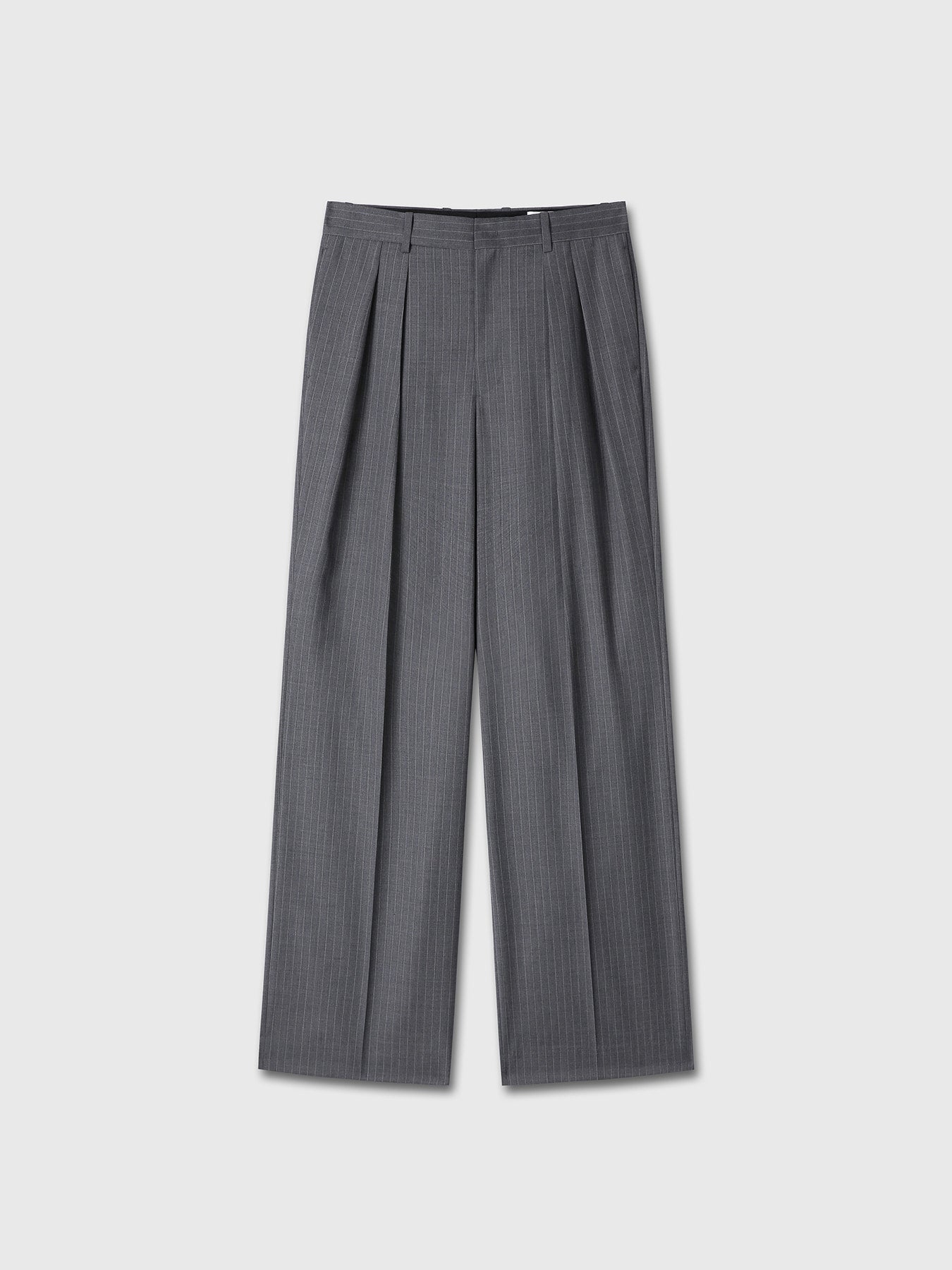 Tonywack - Striped Wool Double-Pleated Wide Trousers (Grey Stripe) product image 7 | TRAB K-Fashion Australia