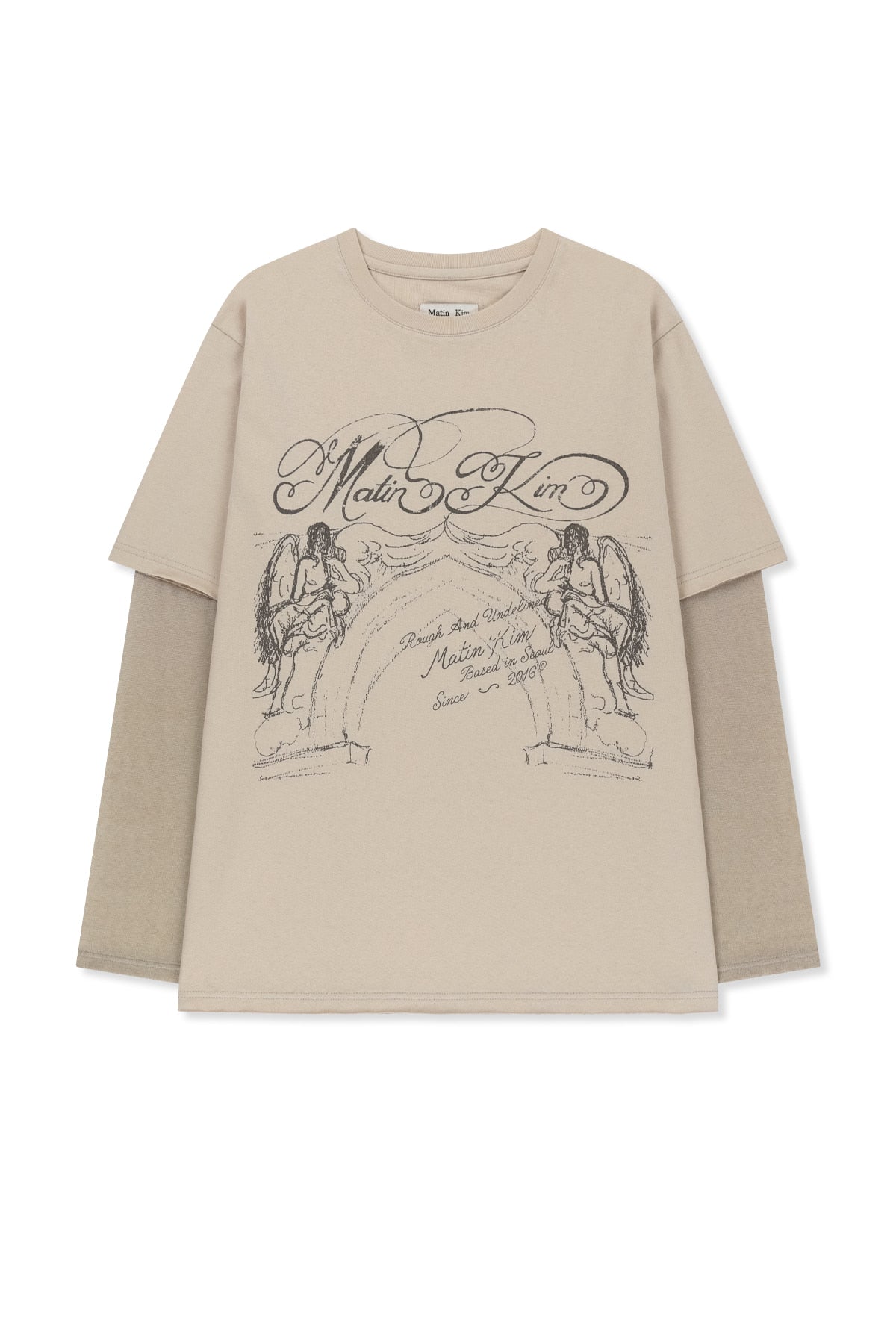 Matin Kim - Graffiti Artwork Layered Top (Beige) product image 1 | TRAB K-Fashion Australia