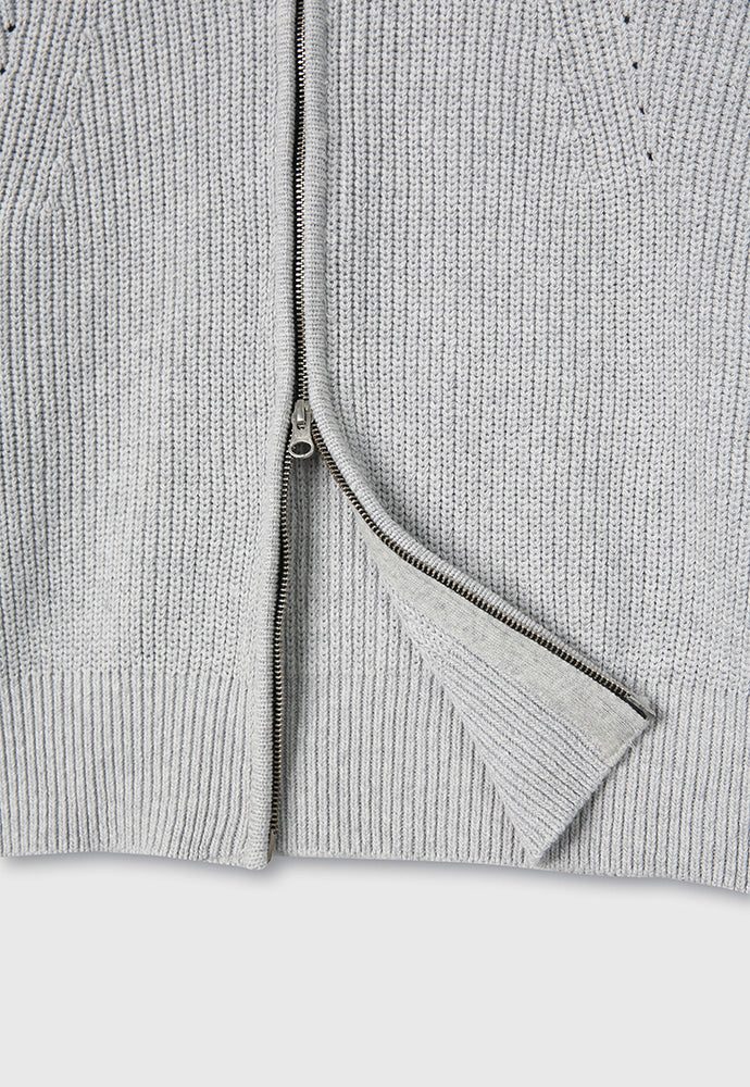 Tonywack - Italian Cotton Hard Twist Zip-Up Knit (Light Grey) product image 13 | TRAB K-Fashion Australia