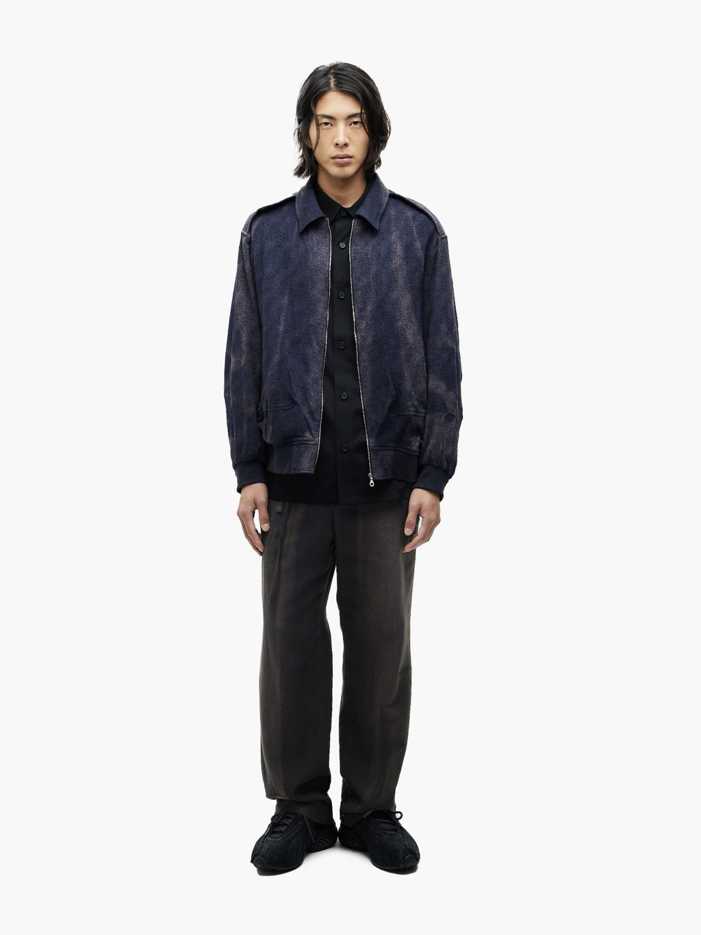 Jiyong Kim - Sun-Bleached Folded Trousers (Black) product image 1 | TRAB K-Fashion Australia