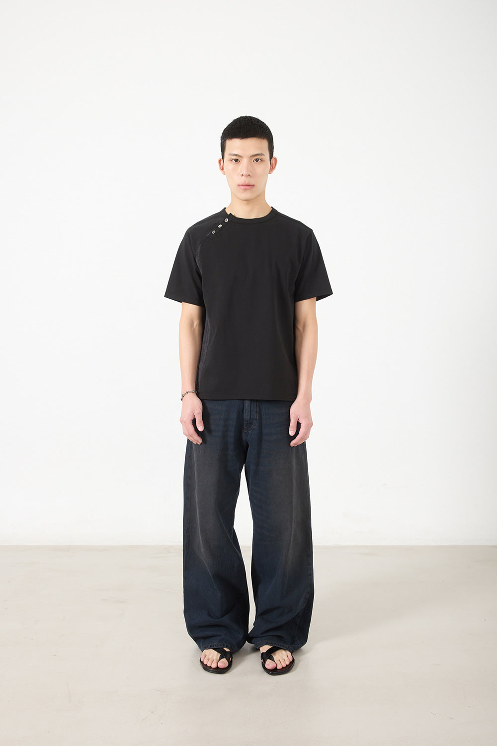 Hatchingroom - Curved Henley Neck Tee (Black) product image 9 | TRAB K-Fashion Australia