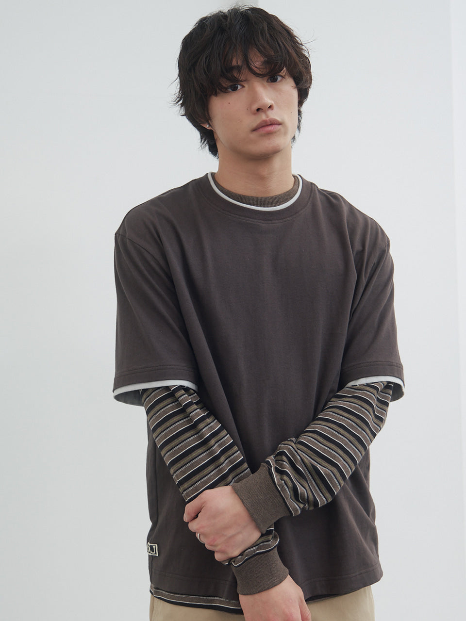 Kijun - Double Layered Tee (Brown) product image 2 | TRAB K-Fashion Australia