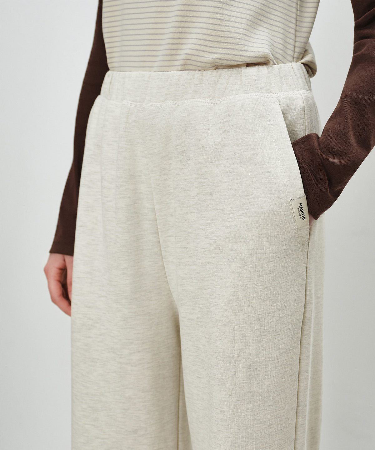 Marithe & Francois Girbaud - Basic Fold-over Sweat Pants (Oatmeal) product image 2 | TRAB K-Fashion Australia