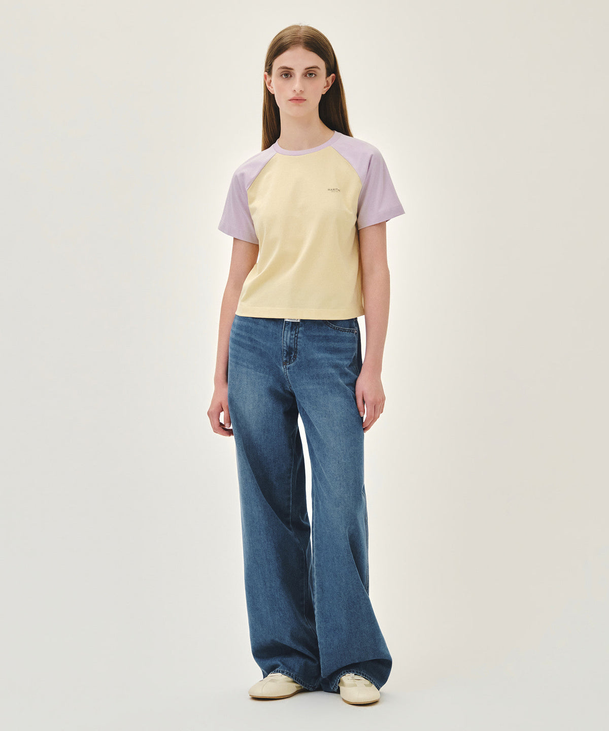 Marithe & Francois Girbaud - Small Regular Logo Raglan Crop Tee (Light Purple) product image 5 | TRAB K-Fashion Australia