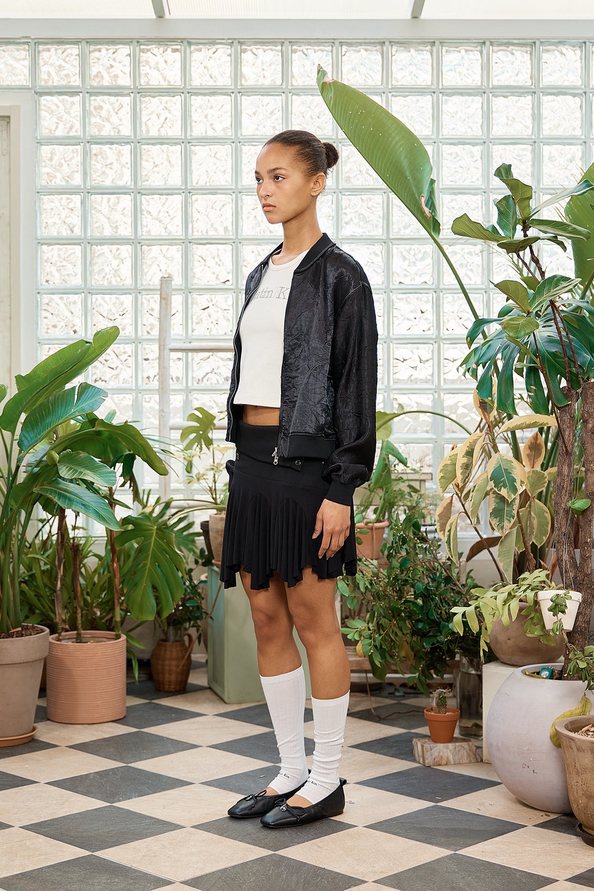 Matin Kim - Back Logo Crinkle Blouson (Black) product image 7 | TRAB K-Fashion Australia