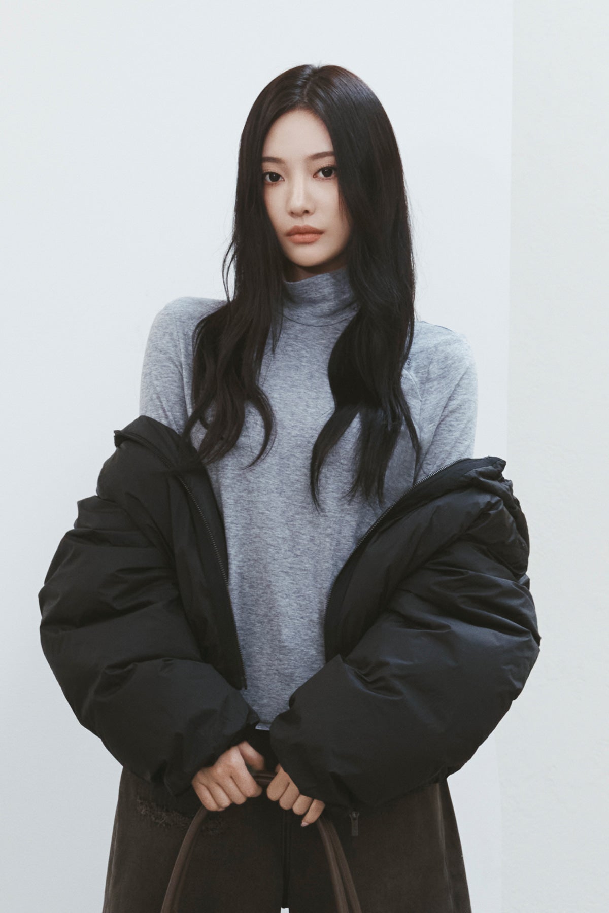 Matin Kim - Button Slit Half Neck Top (Grey) product image 1 | TRAB K-Fashion Australia