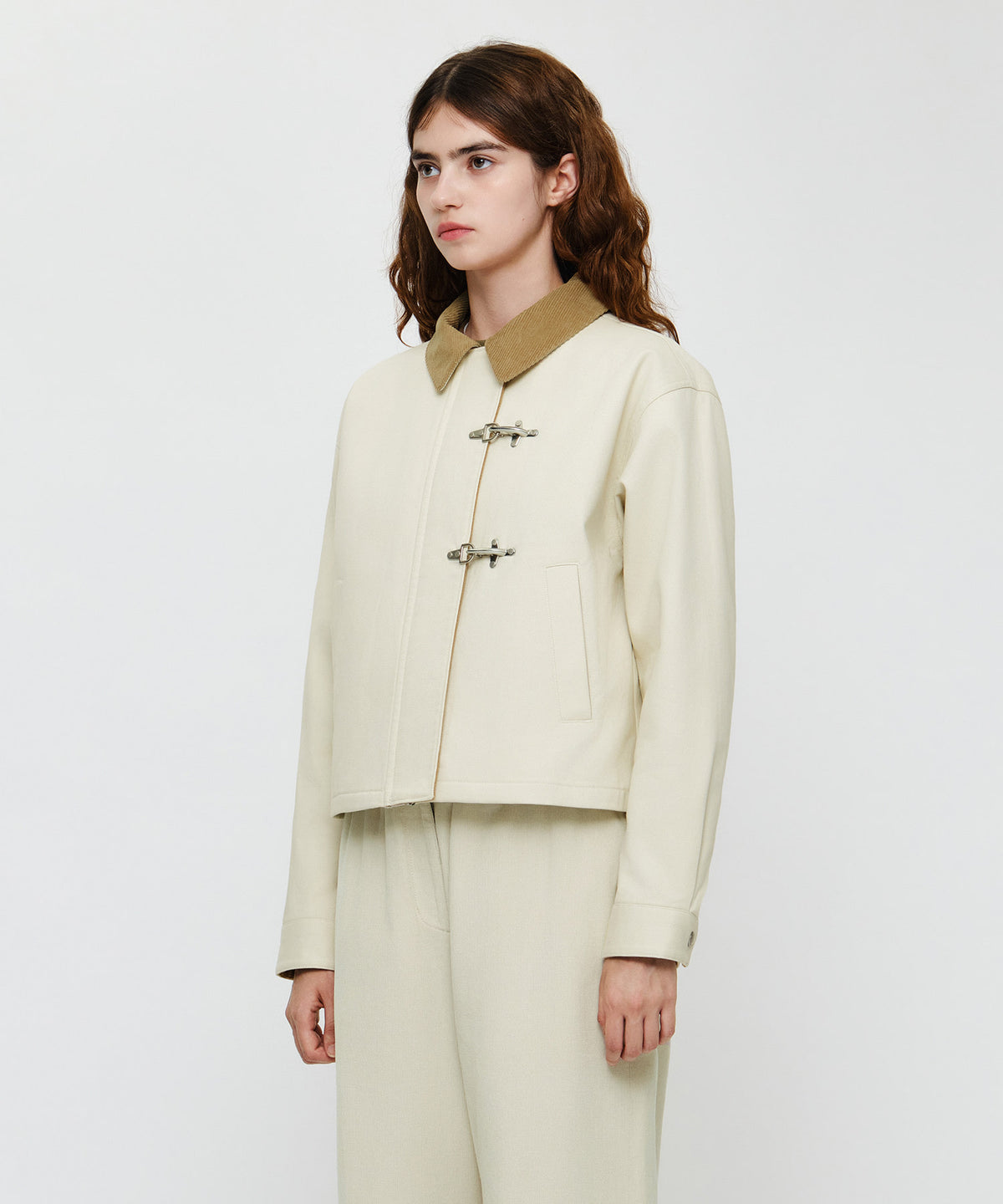 Marithe & Francois Girbaud - Cotton Crop Work Jacket (Cream) product image 2 | TRAB K-Fashion Australia