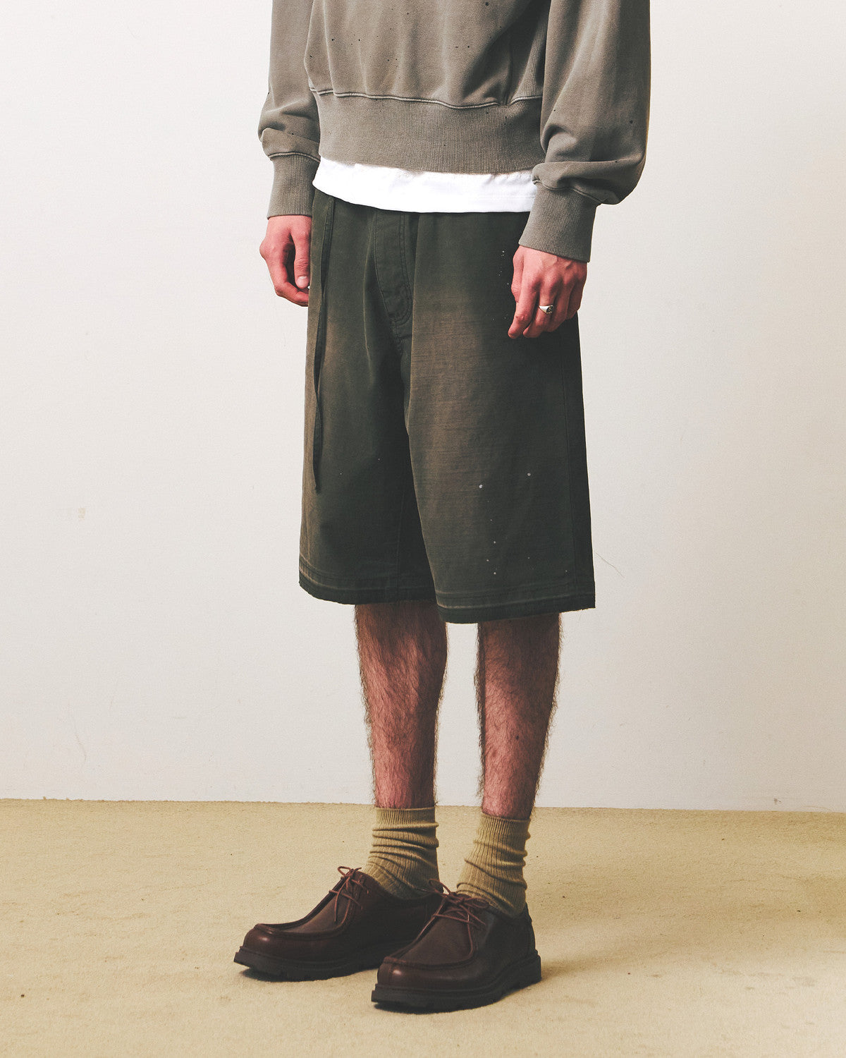 Eastlogue - Curved Outlaw Shorts (Vintage Olive) product image 3 | TRAB K-Fashion Australia