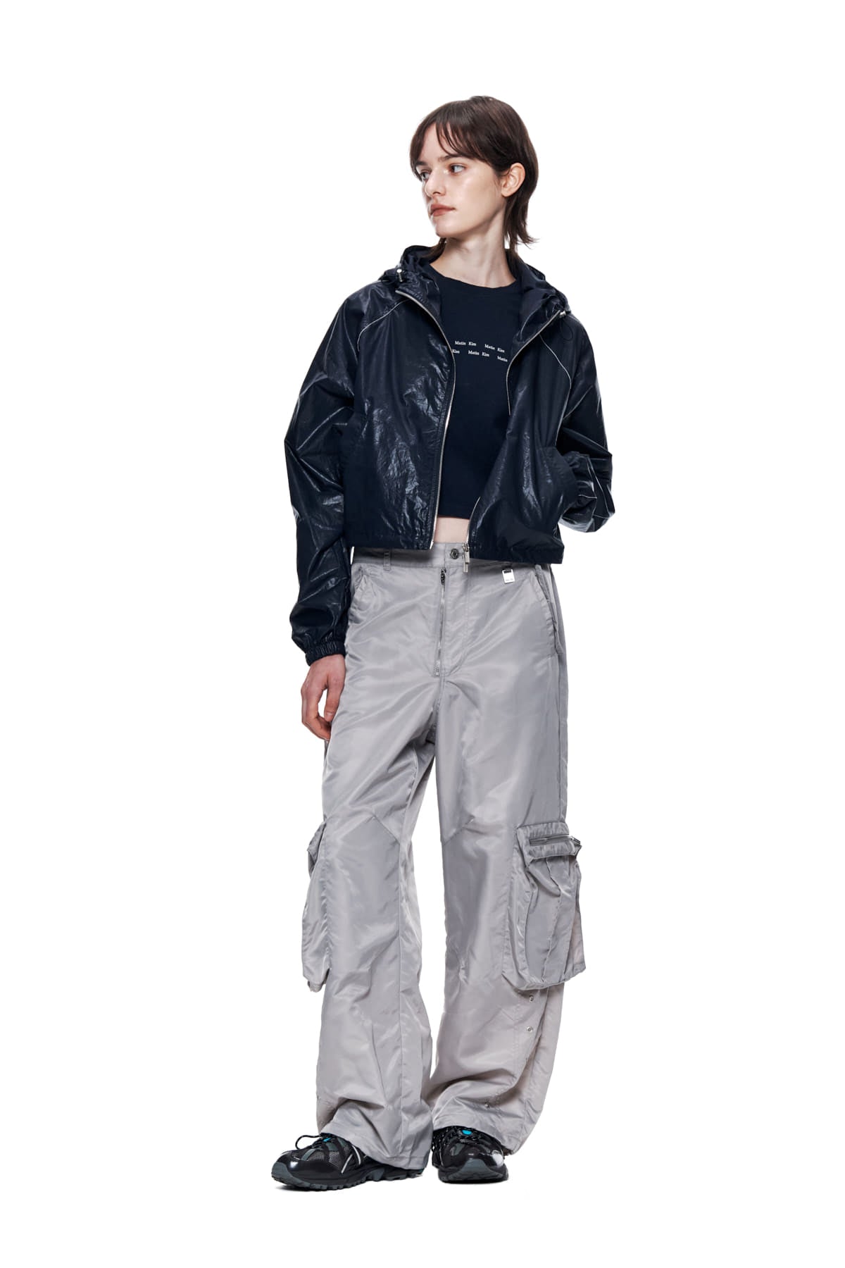 Matin Kim - Matin Crop Hoody Coating Jumper (Navy) product image 9 | TRAB K-Fashion Australia