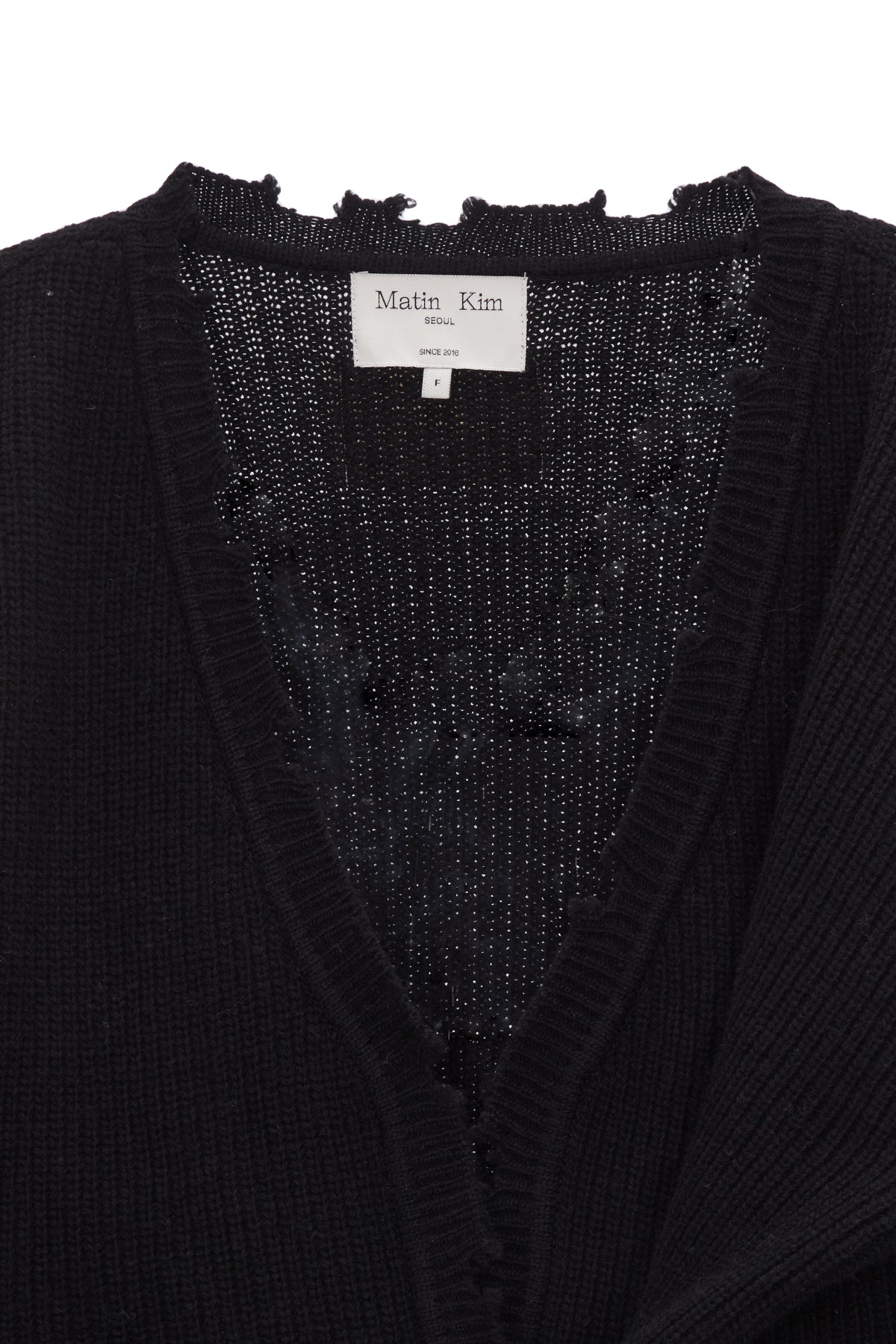Matin Kim - Pinched Two Way Knit Zip Cardigan (Black) product image 3 | TRAB K-Fashion Australia