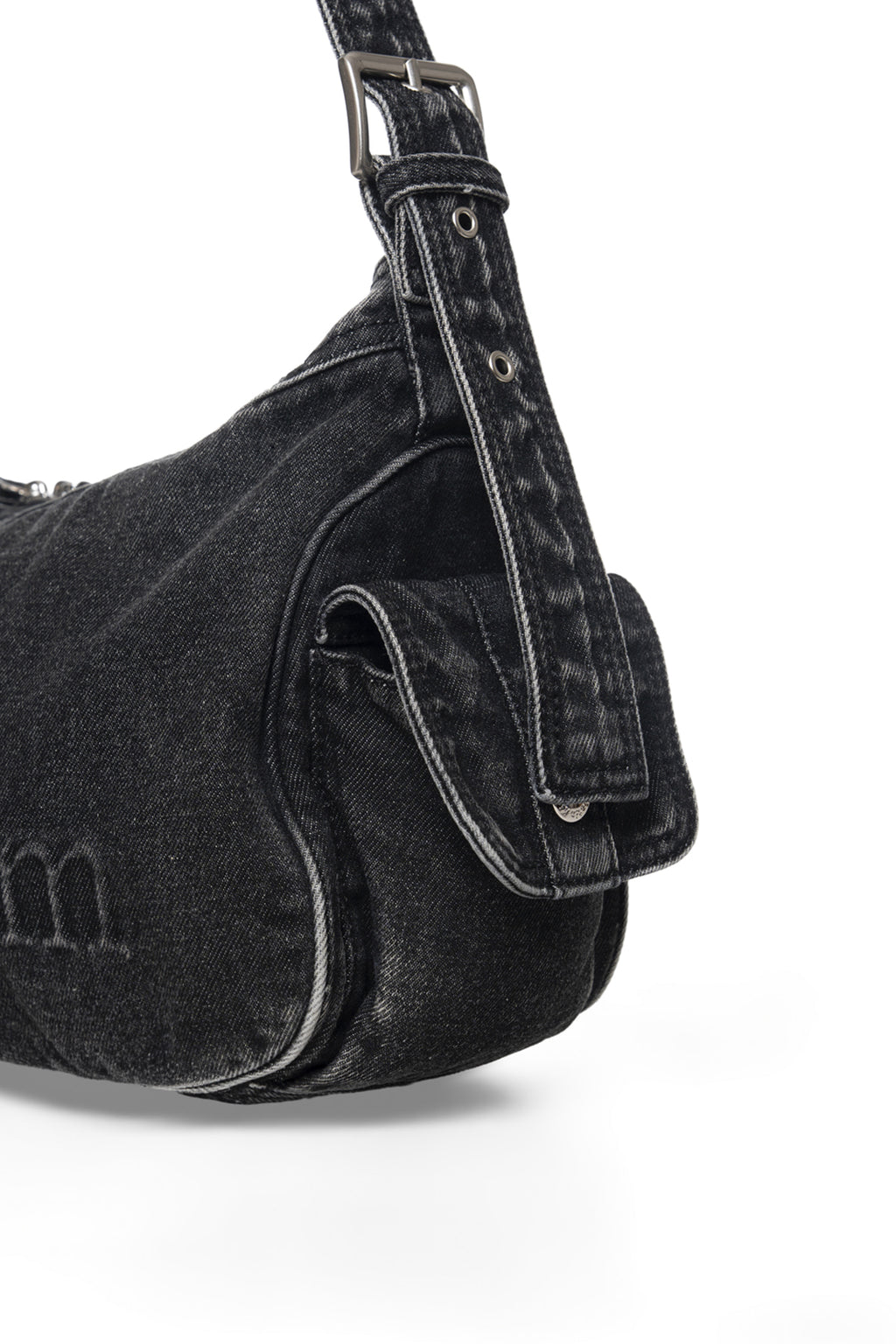 Matin Kim - Matin Dust Denim Side Pocket Bag (Black) product image 5 | TRAB K-Fashion Australia
