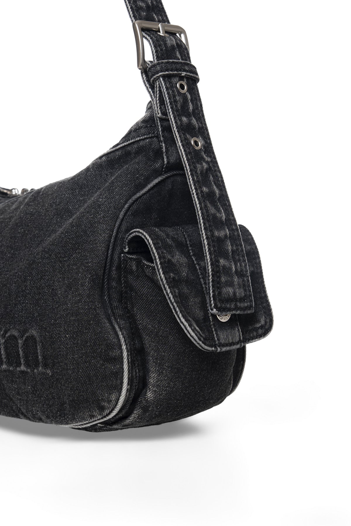 Matin Kim - Matin Dust Denim Side Pocket Bag (Black) product image 5 | TRAB K-Fashion Australia