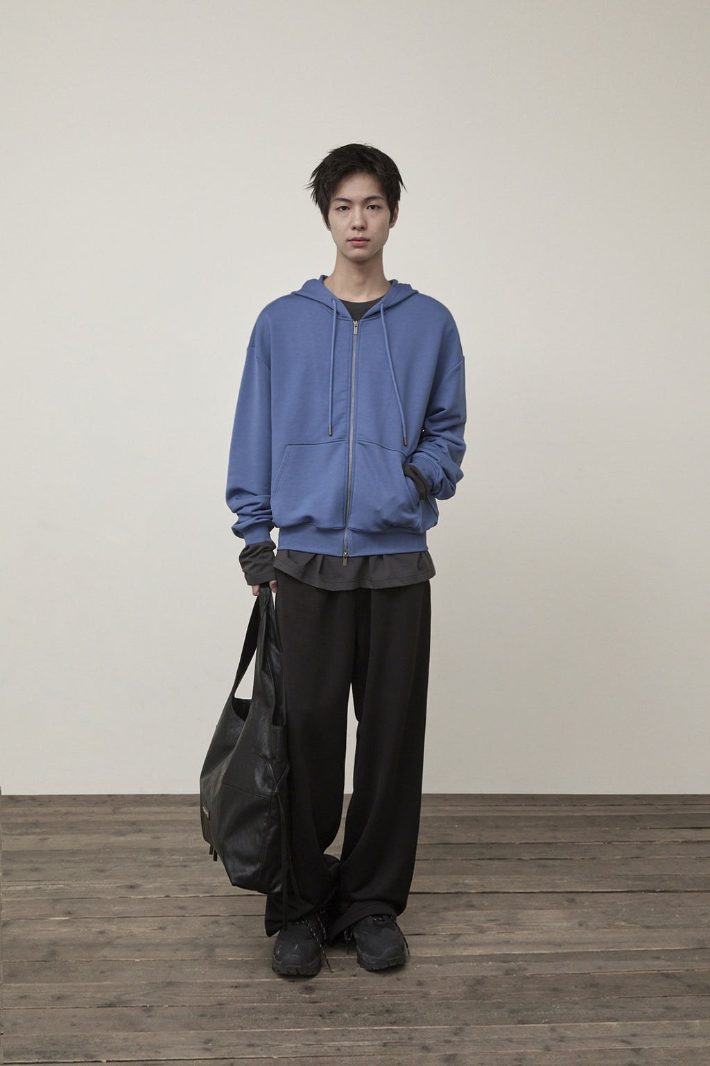 Matin Kim - Back Logo Glitter Hoody Zip Up (Blue) product image 8 | TRAB K-Fashion Australia