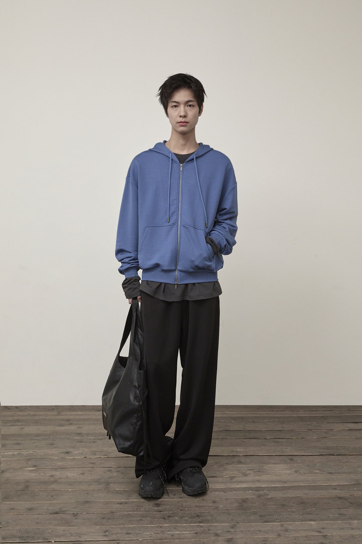 Matin Kim - Back Logo Glitter Hoody Zip Up (Blue) product image 8 | TRAB K-Fashion Australia