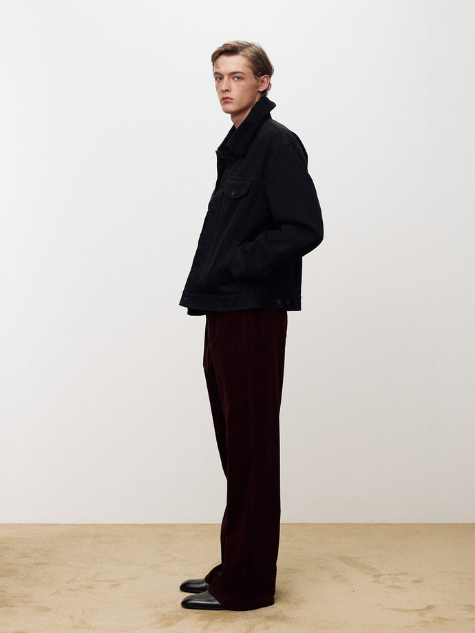 Tonywack - Wool Shearling Collar Denim Jacket (Washed Black) product image 4 | TRAB K-Fashion Australia