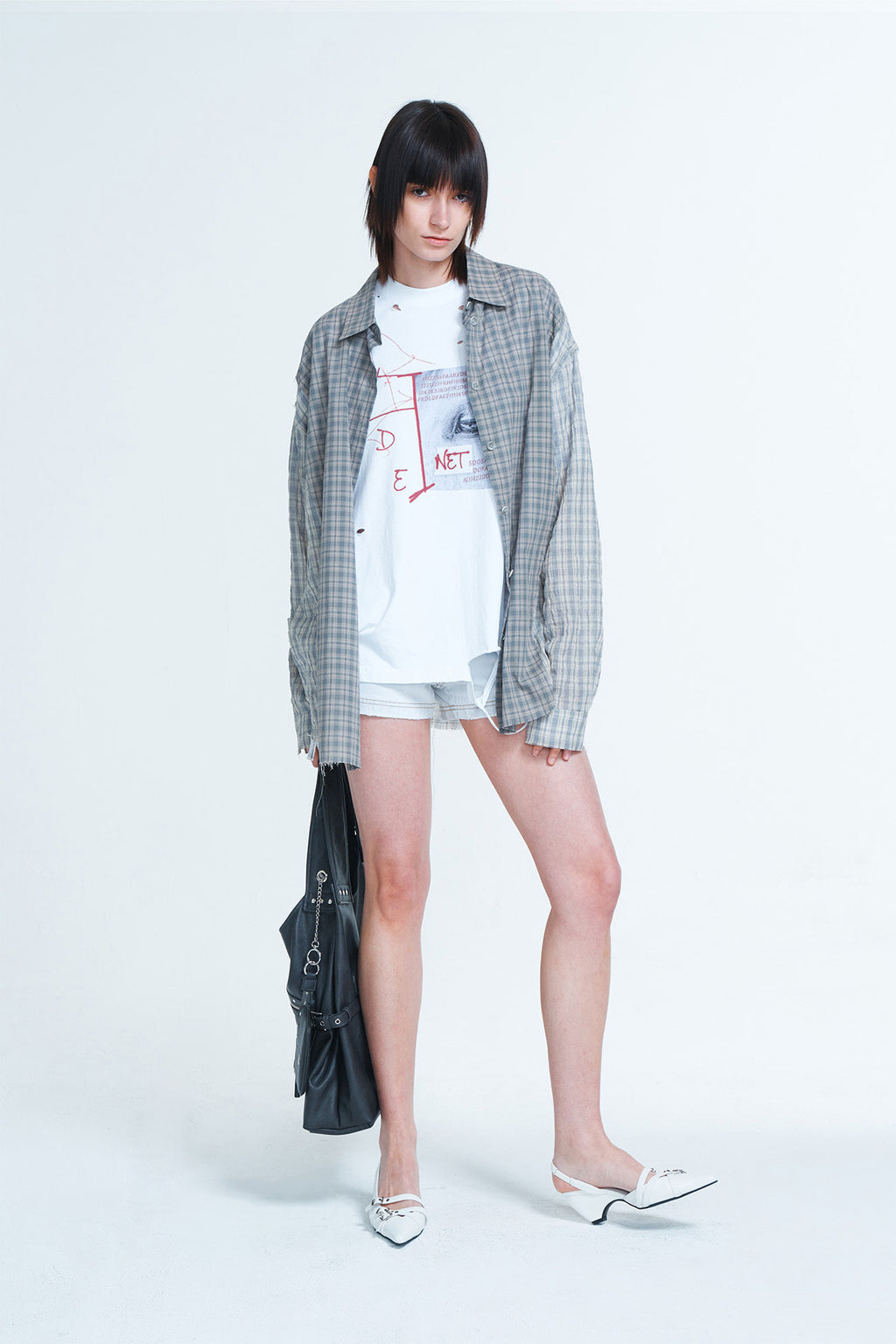 Deinet - Checkered Point Overfit Shirt (Sky Blue) product image 4 | TRAB K-Fashion Australia