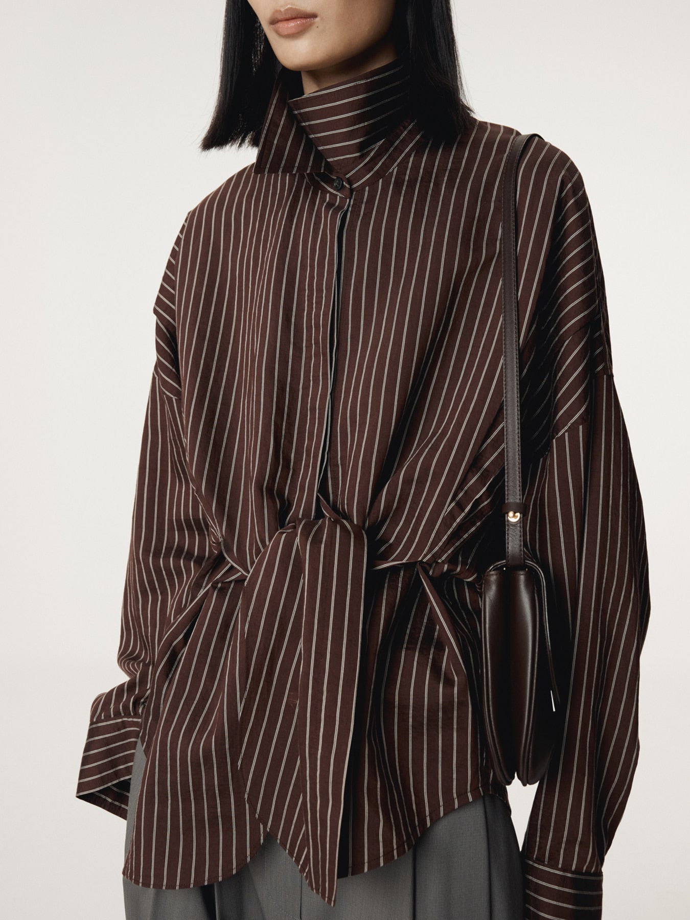 Recto - Double Layer Stripe Shirt (Red Brown) product image 5 | TRAB K-Fashion Australia