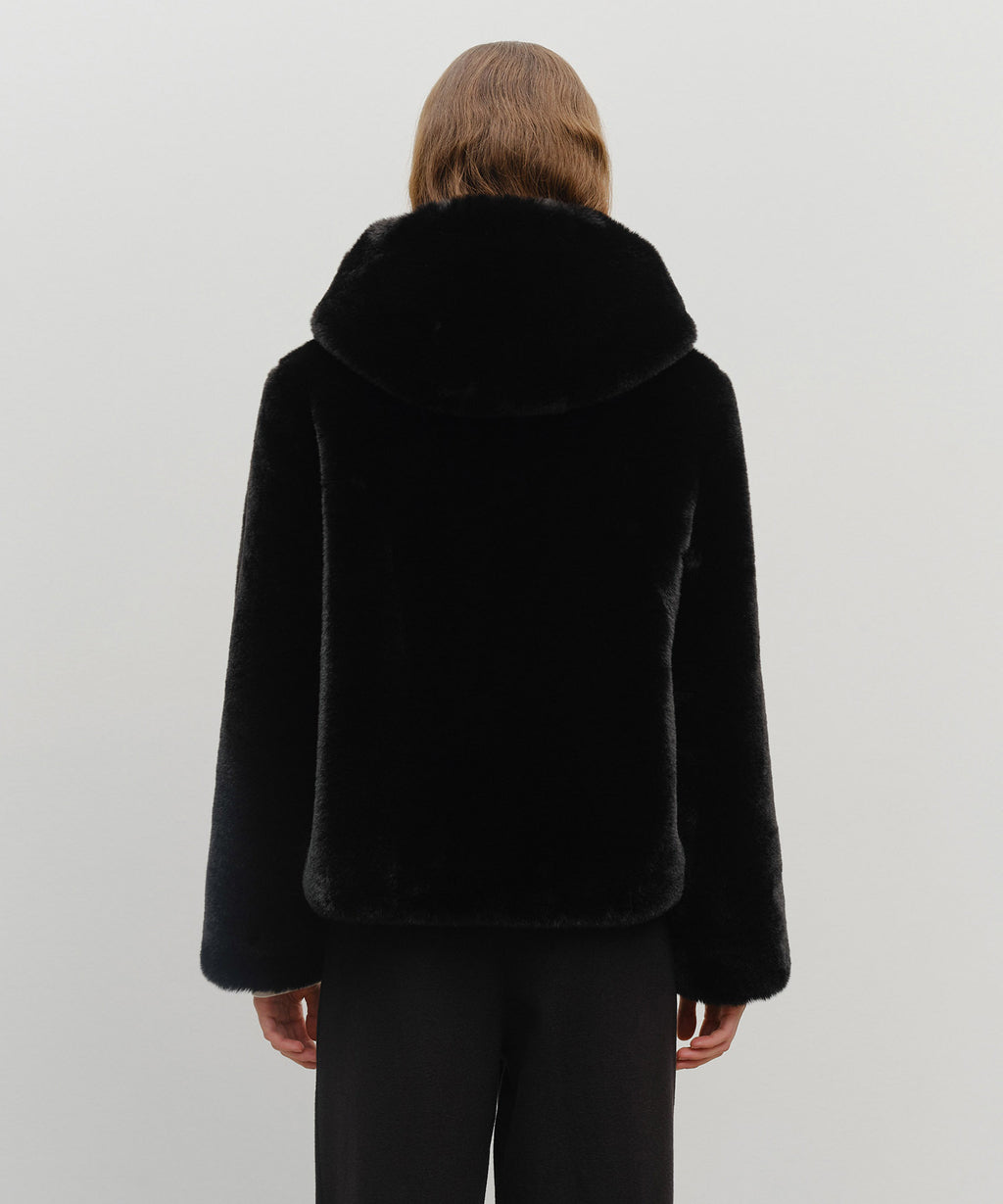 Marithe & Francois Girbaud - Hooded Faux Fur Jacket (Black) product image 3 | TRAB K-Fashion Australia