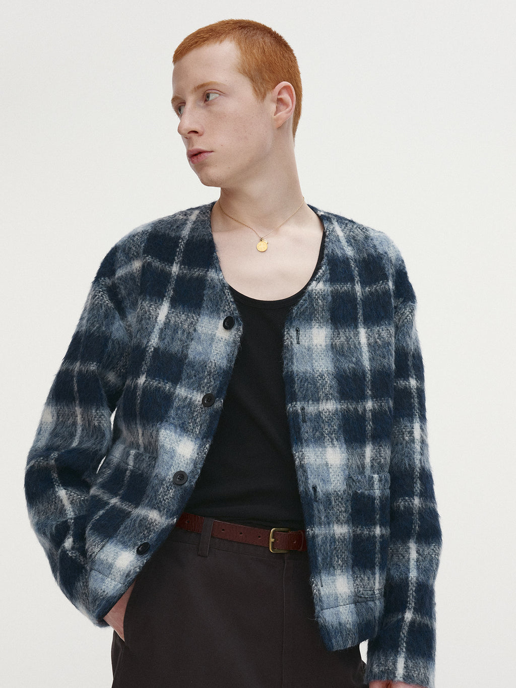 Tonywack - Checked Wool Mohair Blouson Italian Fabric (Blue) product image 5 | TRAB K-Fashion Australia