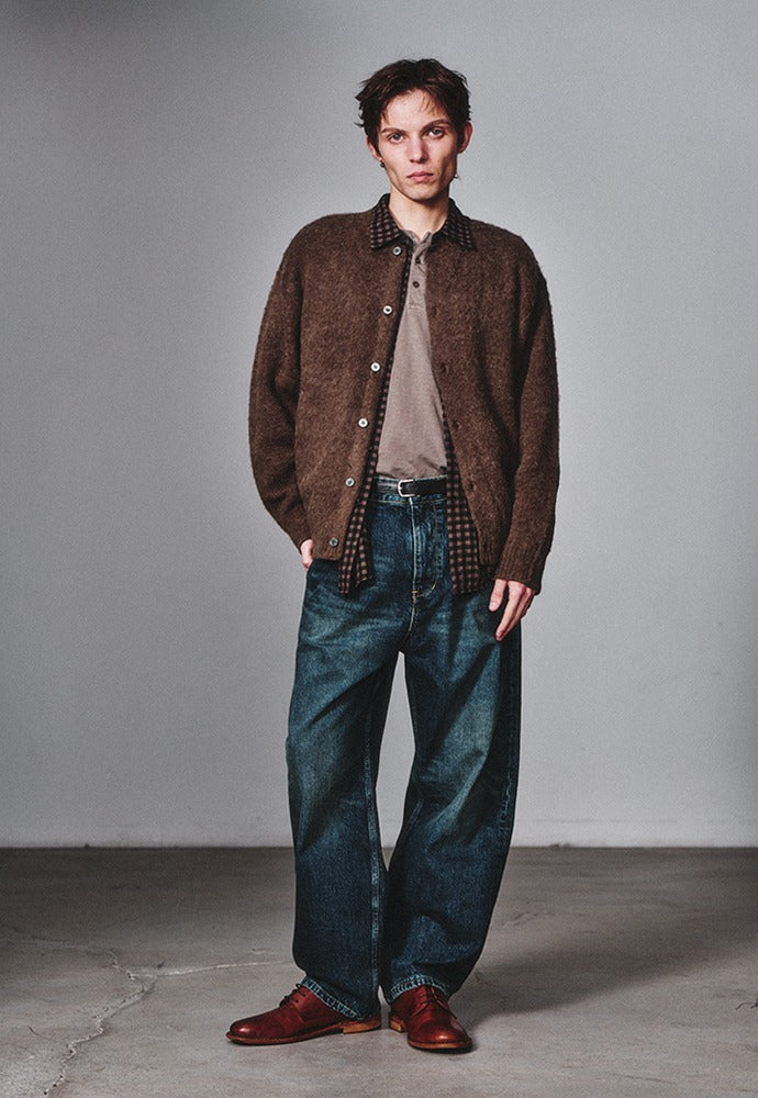 Art if acts - Mohair Round Neck Cardigan (Espresso) product image 1 | TRAB K-Fashion Australia