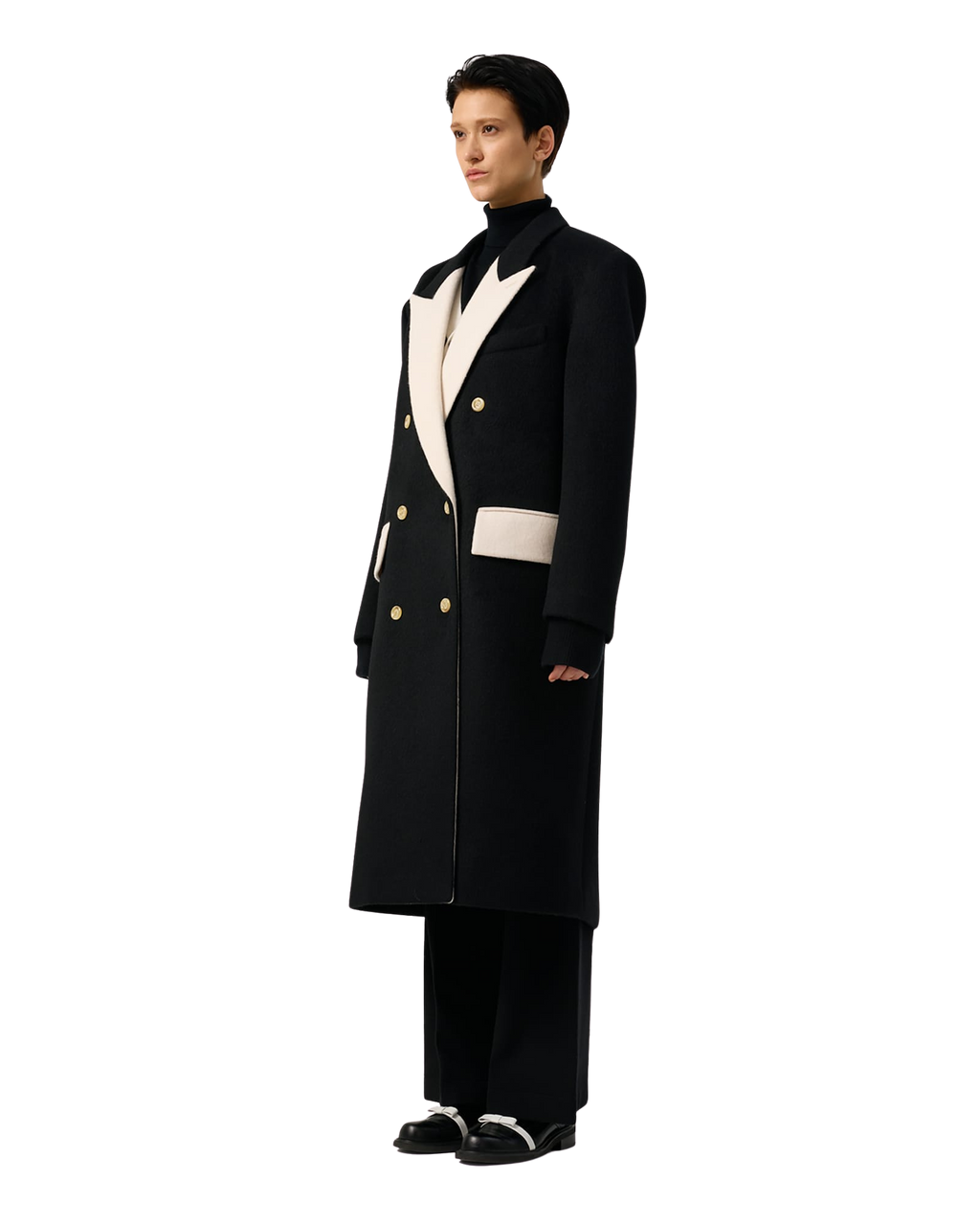 Kimhe Kim - Bi Color Double Breasted Coat (Black/Ivory) product image 18 | TRAB K-Fashion Australia