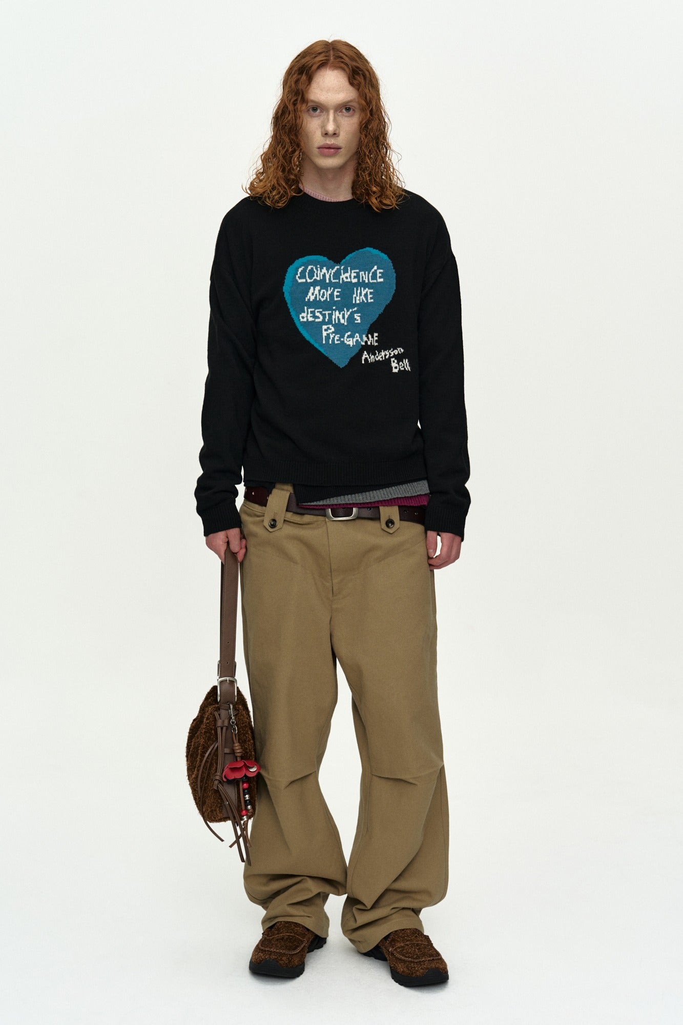 Andersson Bell - [Pre-Order – Ships April 21] Boy's Heart Message Crew-Neck Sweater (Black) product image 1 | TRAB K-Fashion Australia
