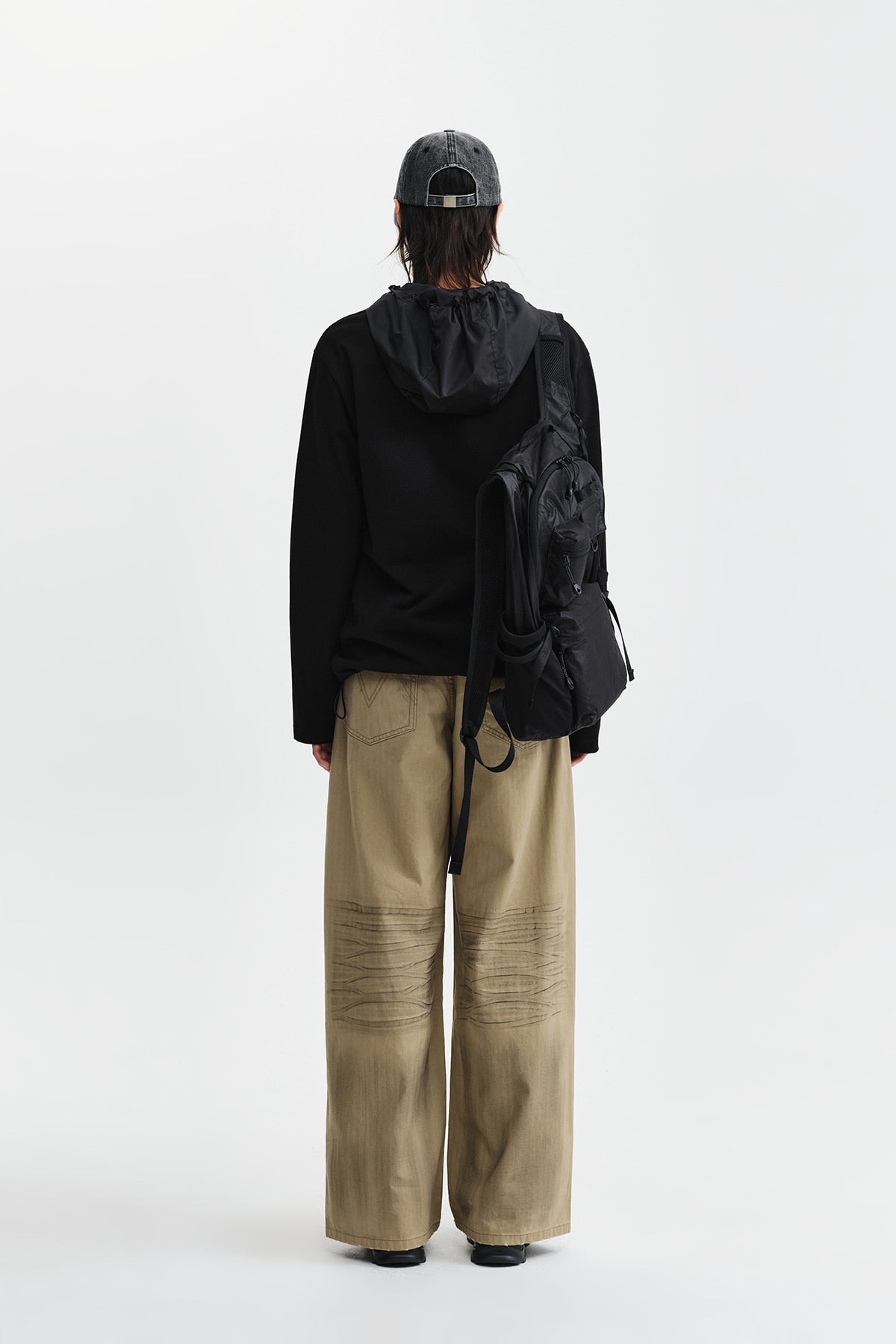 Matin Kim - Distressed Herringbone Wide Pants (Beige) product image 8 | TRAB K-Fashion Australia