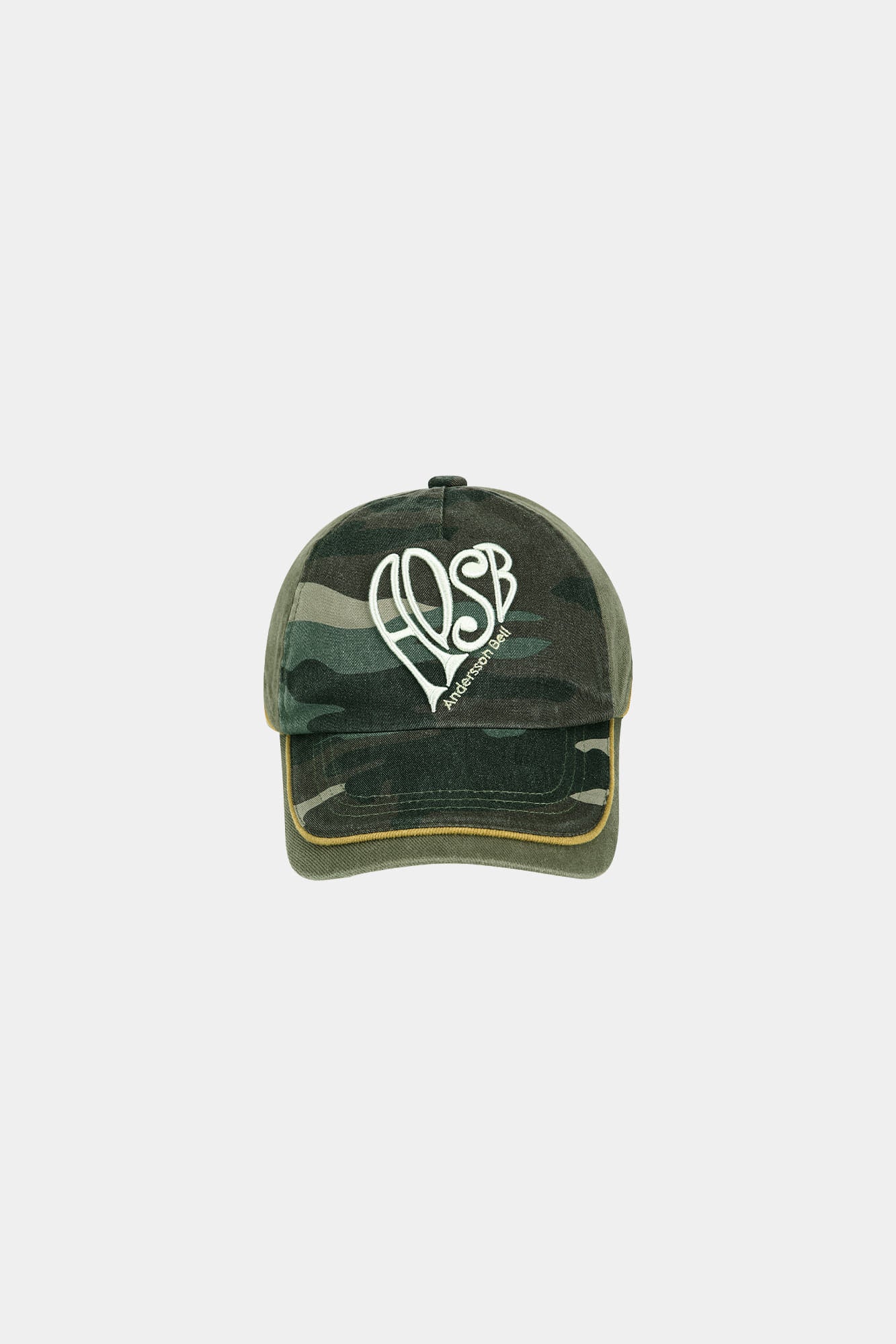 Andersson Bell - (essential) Unisex Heart Logo Embroidery Layered Cap (Khaki) product image 9 | TRAB K-Fashion Australia