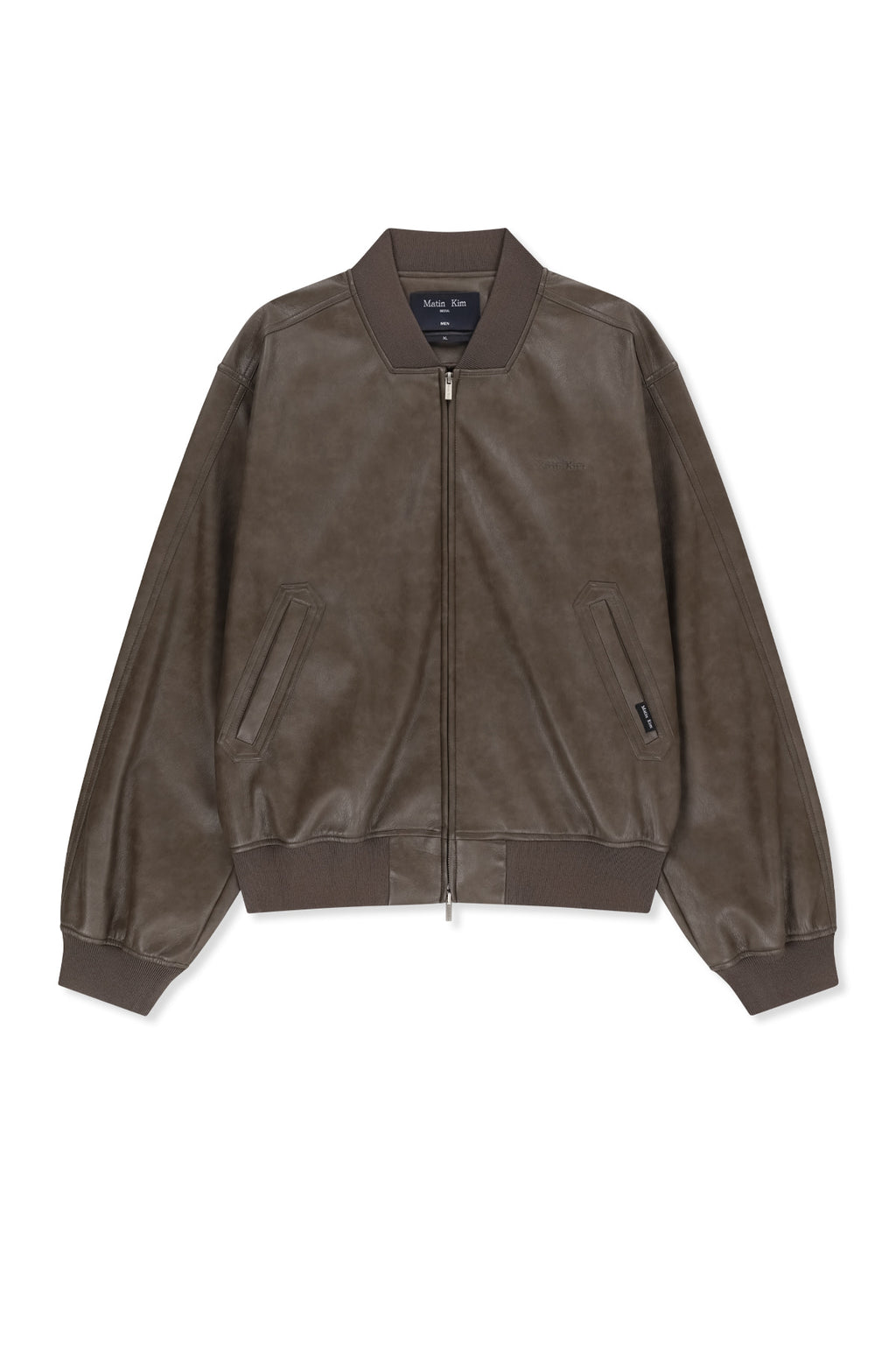 Matin Kim - Faux Leather Rib Collar Blouson (Brown) product image 1 | TRAB K-Fashion Australia