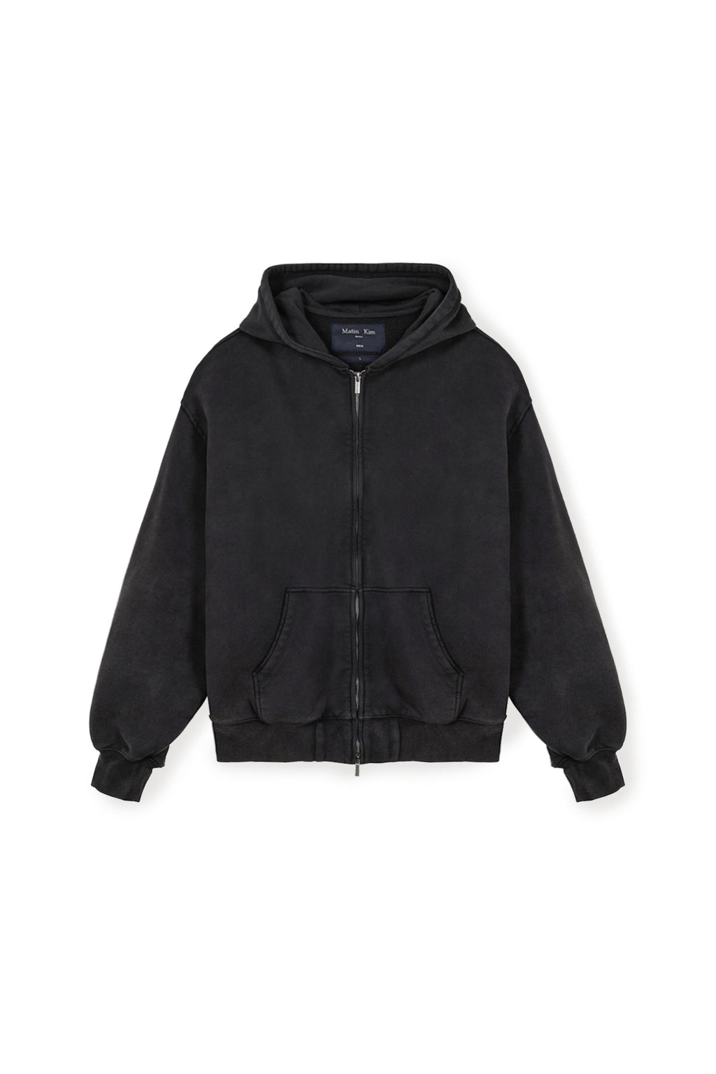 Matin Kim - Back Logo Washed Hoody Zip Up (Charcoal) product image 1 | TRAB K-Fashion Australia