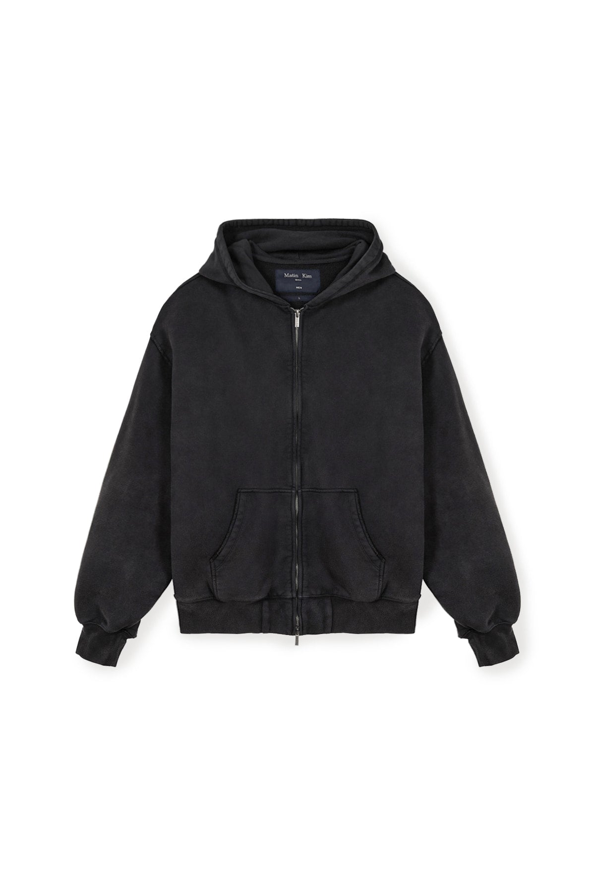 Matin Kim - Back Logo Washed Hoody Zip Up (Charcoal) product image 1 | TRAB K-Fashion Australia