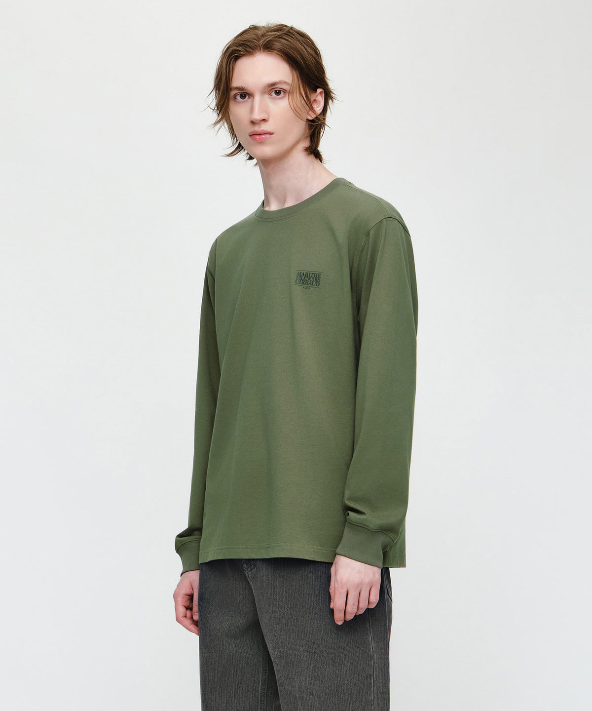Marithe & Francois Girbaud - Small Classic Logo Long Sleeve Tee (Khaki) product image 2 | TRAB K-Fashion Australia