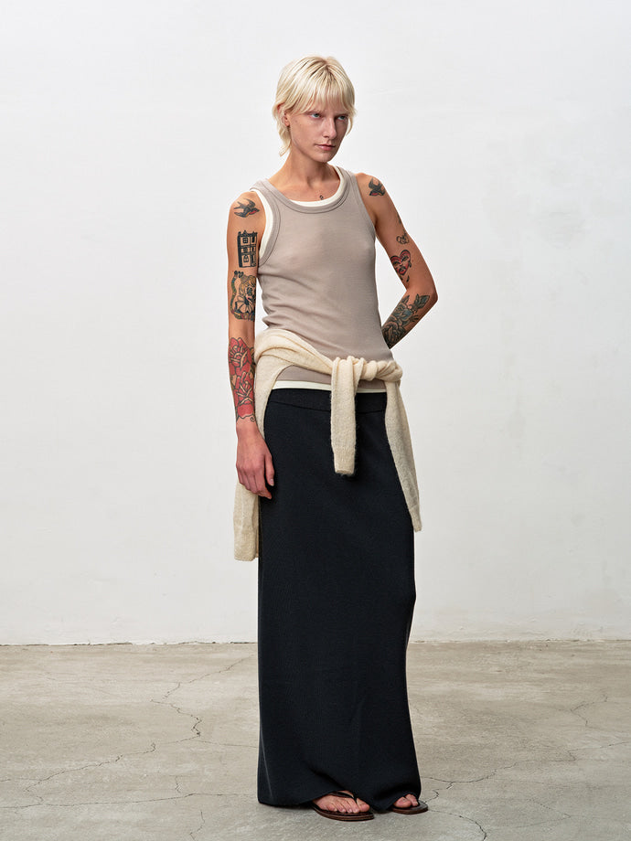 Tonywack - Mercerized Wool Knit Maxi Skirt (Dark Grey) product image 3 | TRAB K-Fashion Australia
