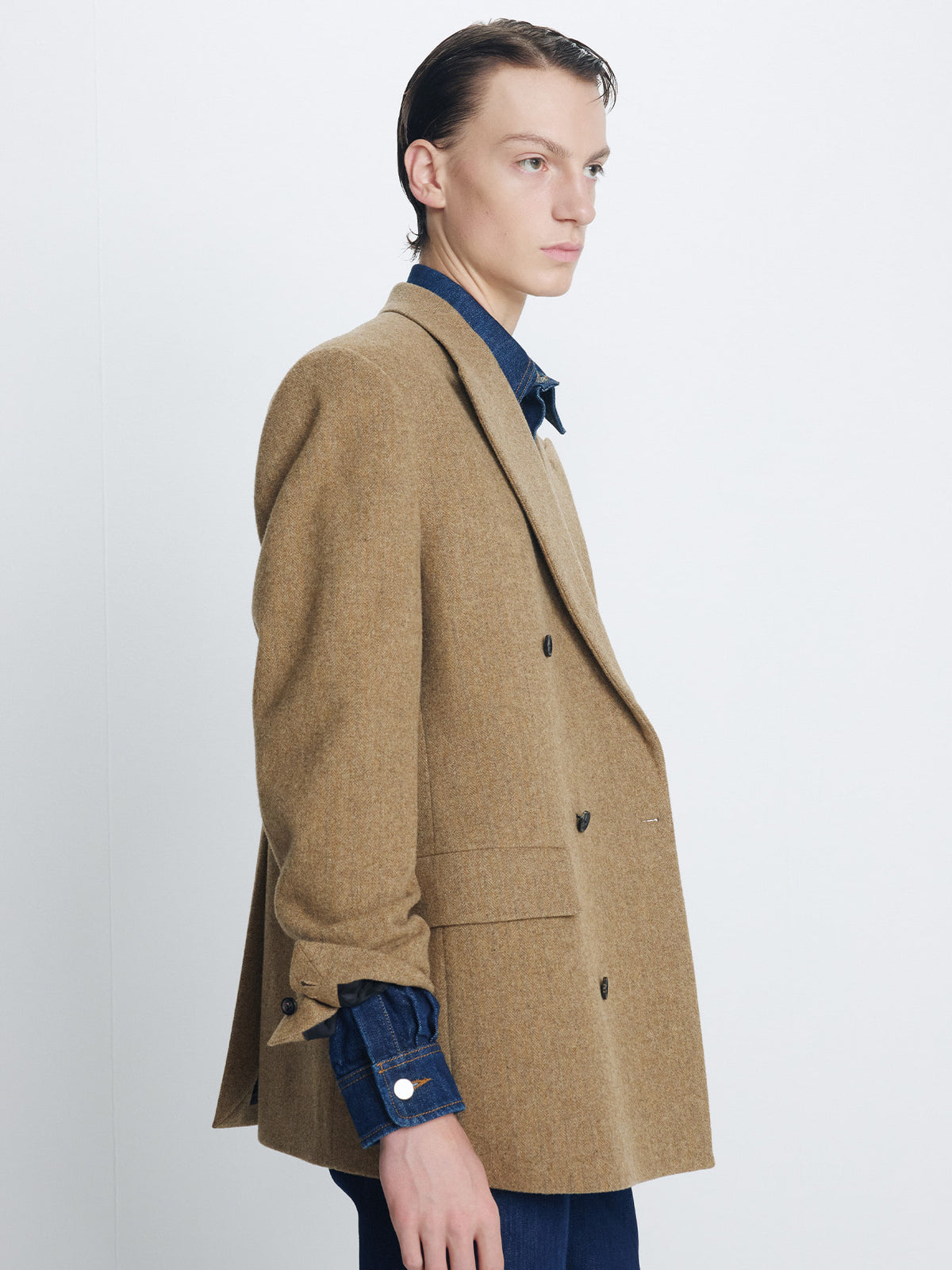 Tonywack - Herringbone Wool Double-Breasted Jacket (Saffron Beige) product image 5 | TRAB K-Fashion Australia
