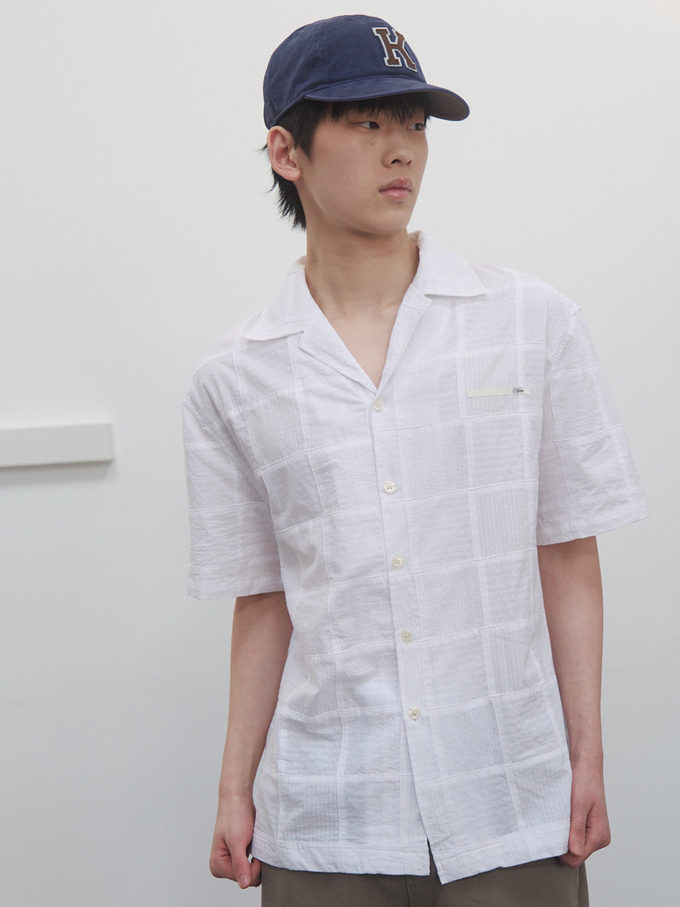 Kijun - Patchwork Havana Shirt (White) product image 1 | TRAB K-Fashion Australia