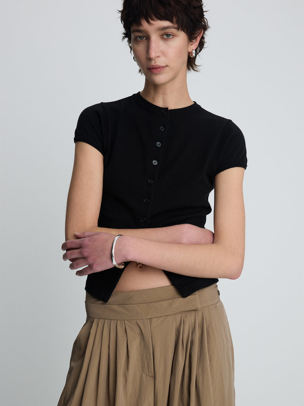 Tonywack - Silk Cotton Cap Sleeve Cardigan (Black) product image 10 | TRAB K-Fashion Australia