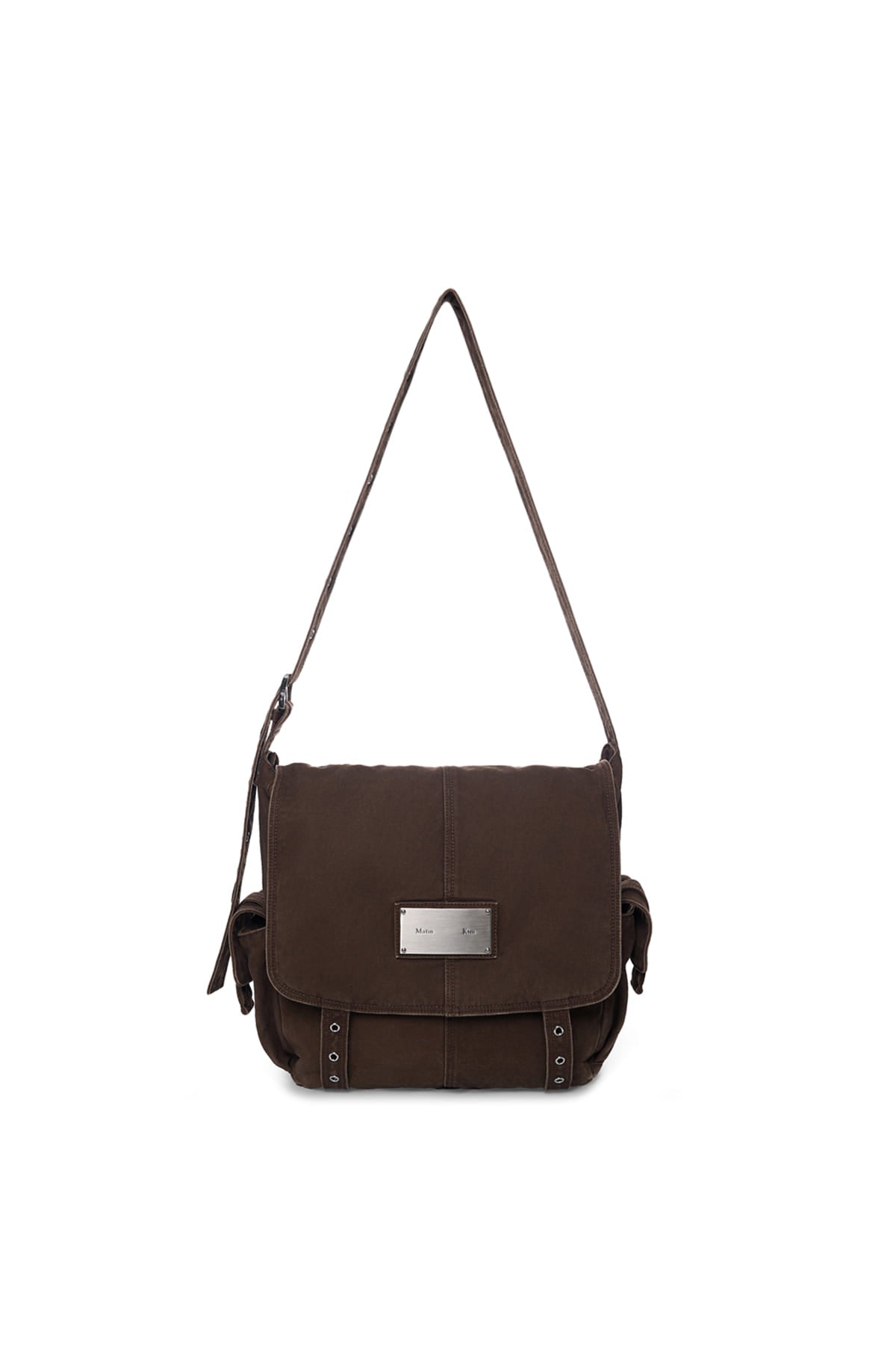 Matin Kim - Vintage Washed Cotton Messenger Bag (Brown) product image 1 | TRAB K-Fashion Australia