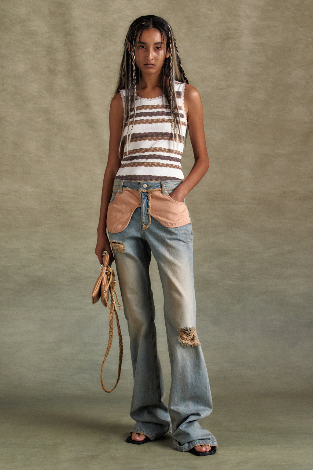 Andersson Bell - Deconstructed Dirty Wash Bootcut Jeans (Washed Blue) product image 10 | TRAB K-Fashion Australia