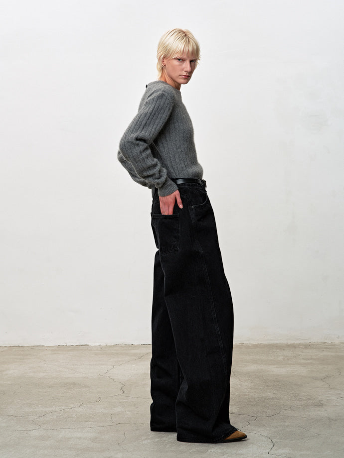 Tonywack - Oversized Wide-Leg Denim Jeans (Black) product image 3 | TRAB K-Fashion Australia