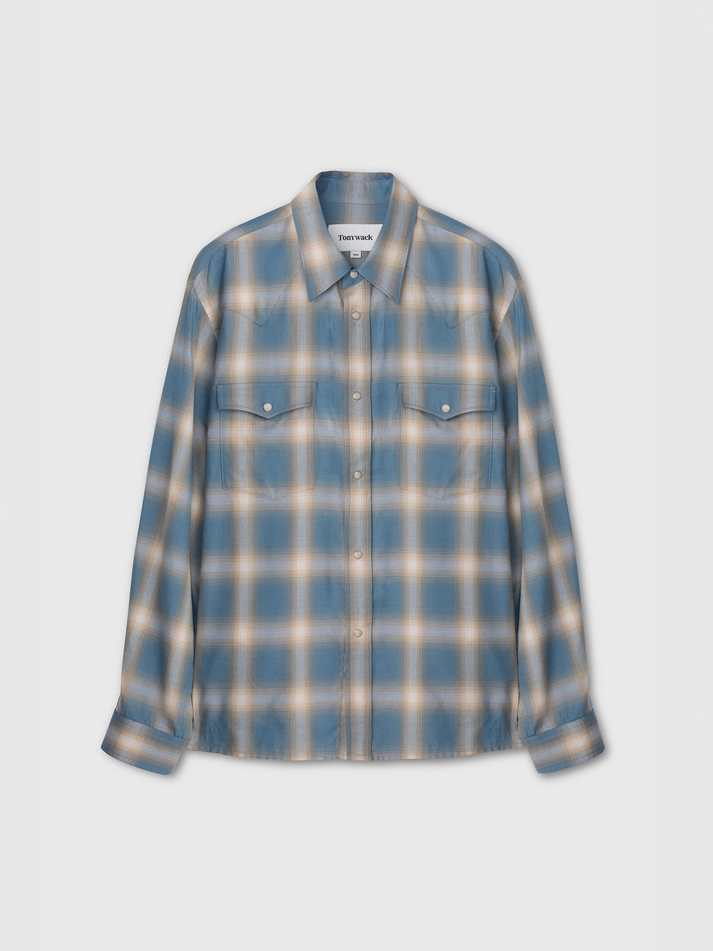 Tonywack - Checked Cotton Modal Western Shirt (Japanese Fabric) (Sky Blue) product image 6 | TRAB K-Fashion Australia