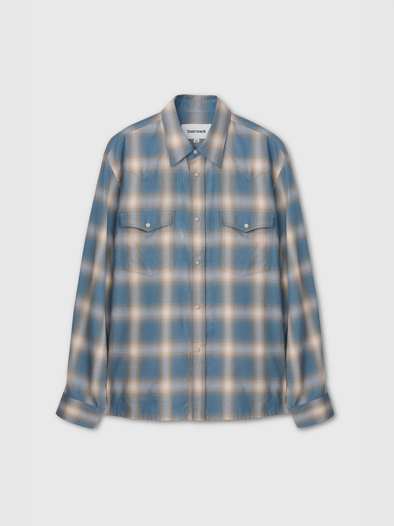 Tonywack - Checked Cotton Modal Western Shirt (Japanese Fabric) (Sky Blue) product image 6 | TRAB K-Fashion Australia