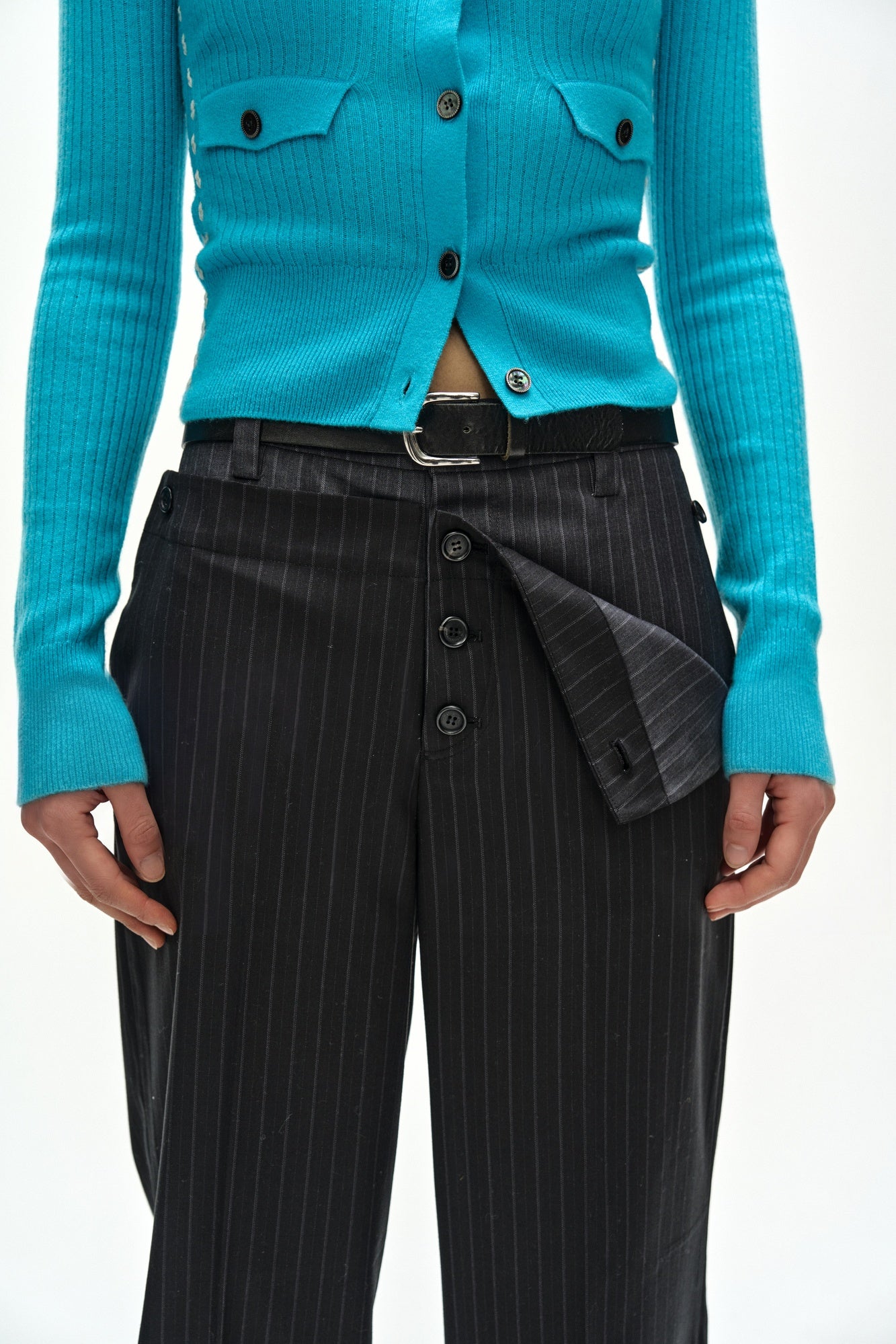Andersson Bell - Button-Fold Trousers (Grey/Black) product image 4 | TRAB K-Fashion Australia