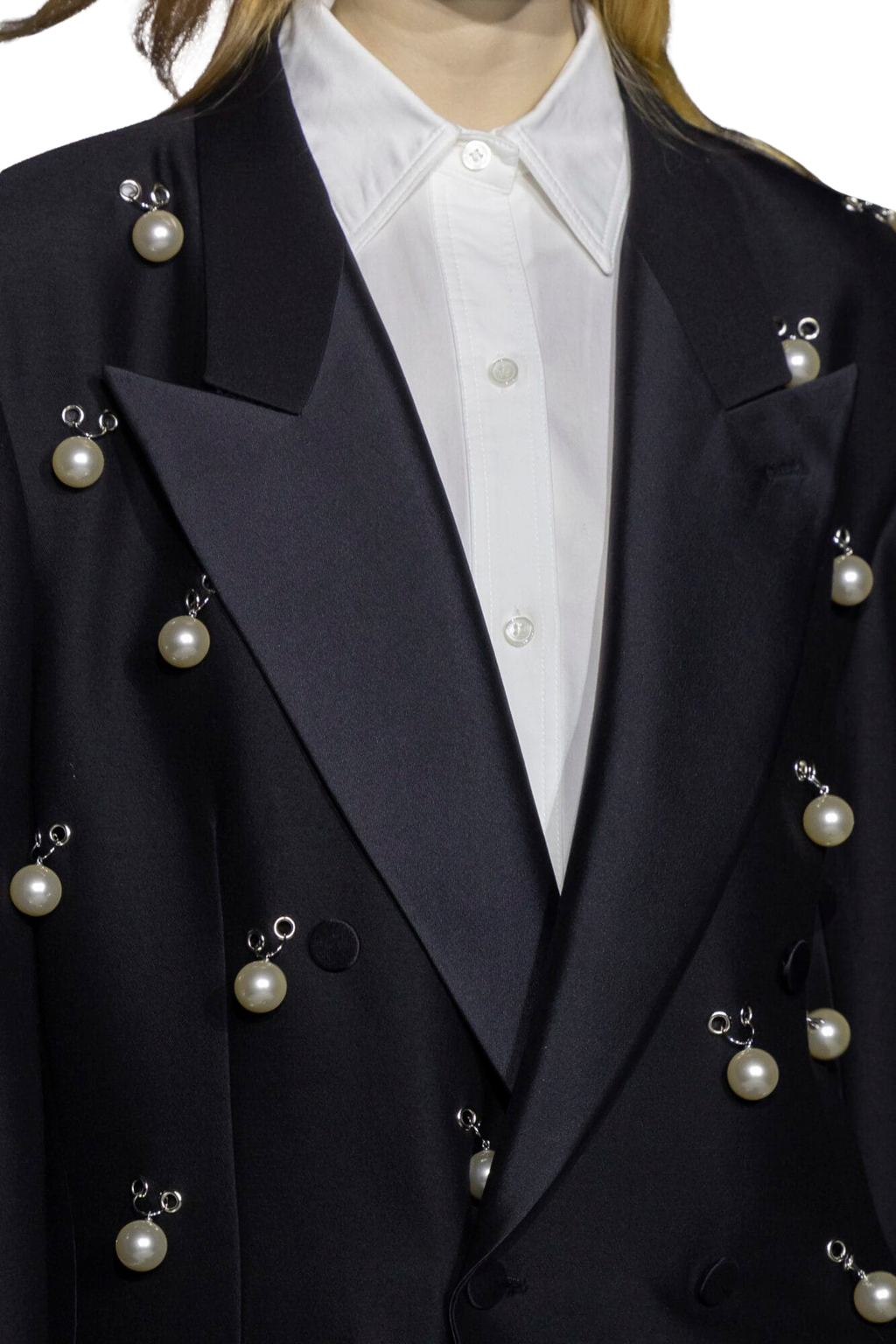 Kimhe Kim - Pearl Embellished Wool Silk Tuxedo Jacket (Black) product image 2 | TRAB K-Fashion Australia