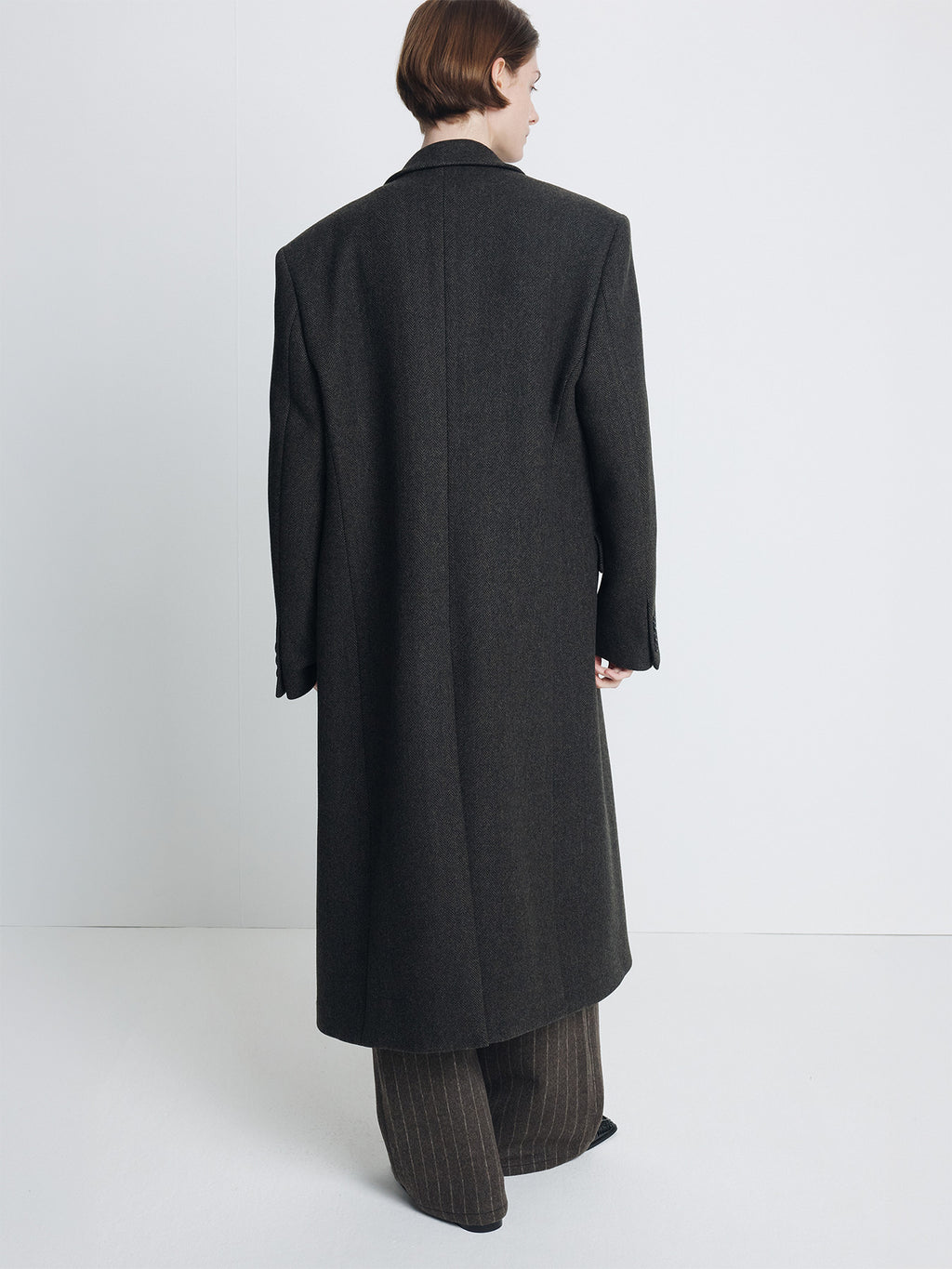 Tonywack - Herringbone Wool Double-Breasted Coat (Moss Brown) product image 3 | TRAB K-Fashion Australia
