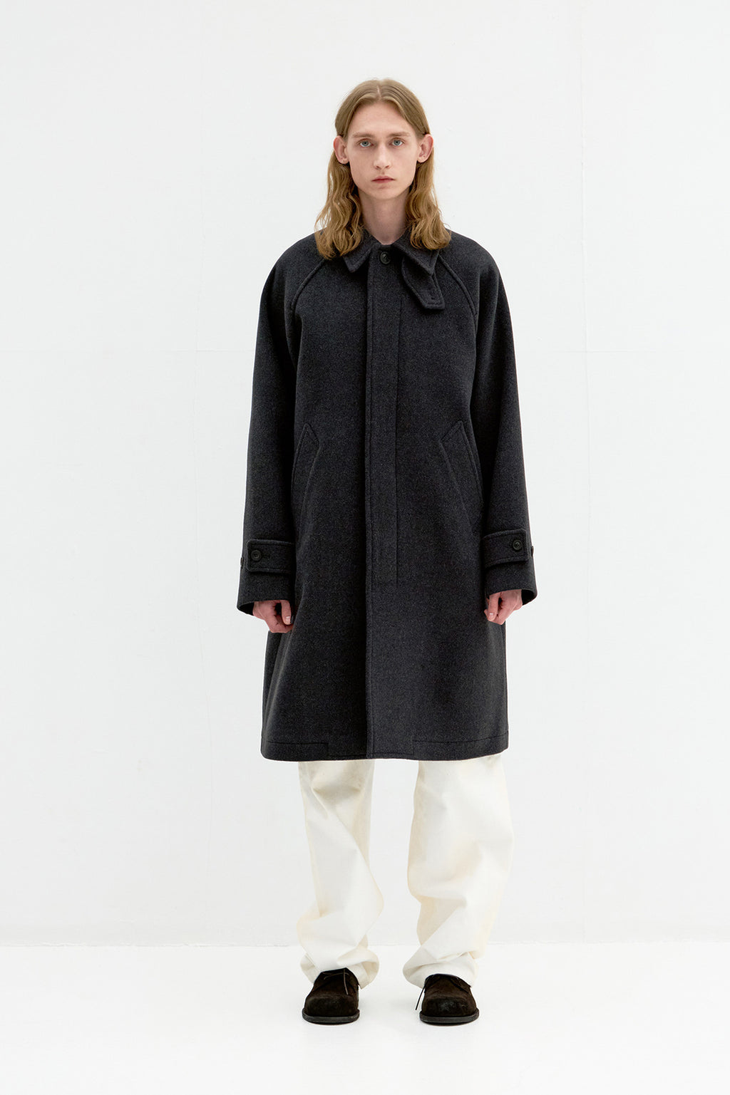 Coor - Belandi Cashmere Blend Balmacaan Coat (Melange Charcoal) product image 3 | TRAB K-Fashion Australia
