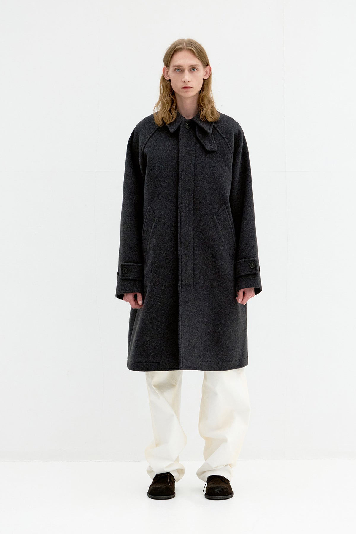 Coor - Belandi Cashmere Blend Balmacaan Coat (Melange Charcoal) product image 3 | TRAB K-Fashion Australia